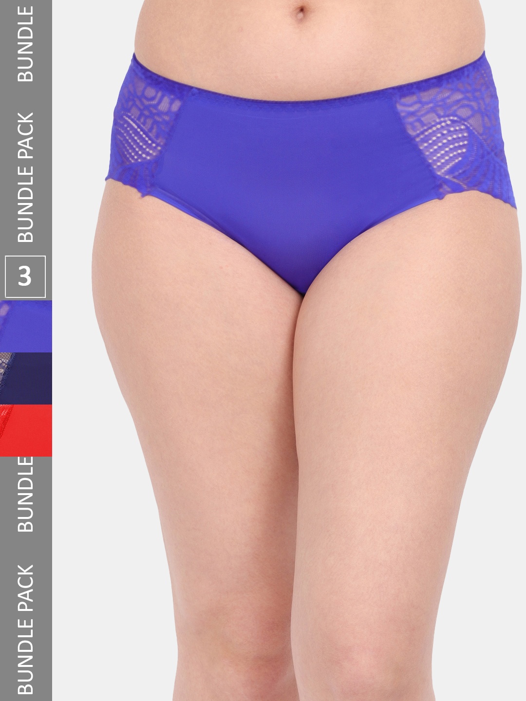 

Amour Secret Women Pack Of 3 Anti-Microbial Hipster Briefs P3327_Blu_Nblu_Red, Blue
