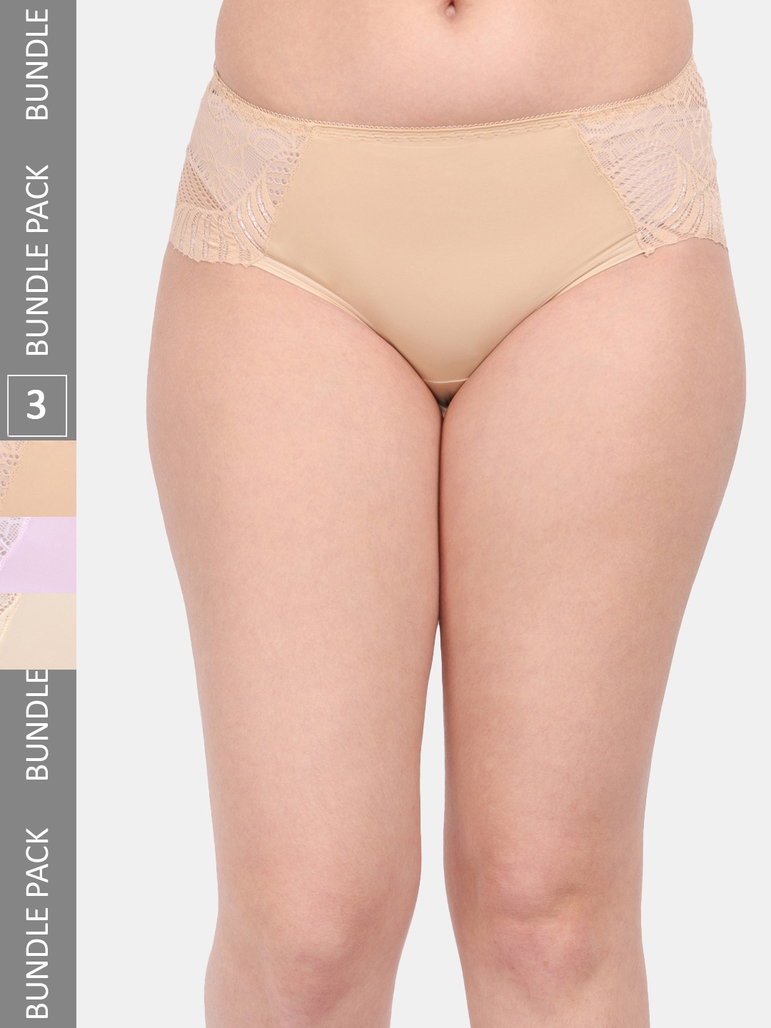 

Amour Secret Women Pack Of 3 Anti-microbial Lace Hipster Briefs P3327_Nud_Pnk_Skn, Nude