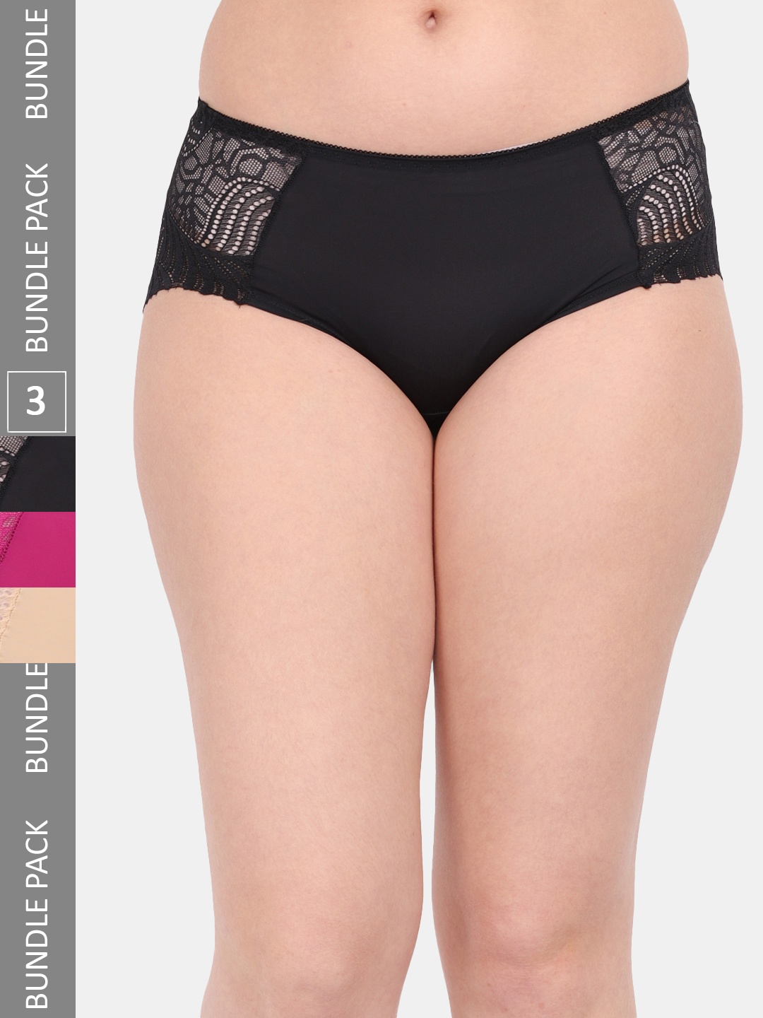 

Amour Secret Women Pack Of 3 Anti-Microbial Hipster Briefs P3327_Blk_Mgt_Nud, Black