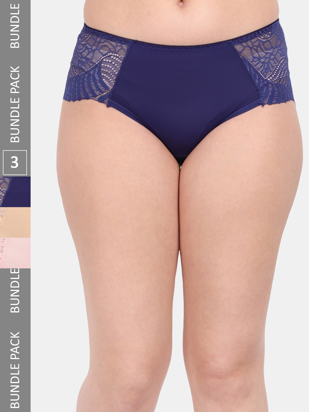 

Amour Secret Women Pack of 3 Anti-Microbial Hipster Briefs P3327_Nblu_Nud_Pch, Navy blue