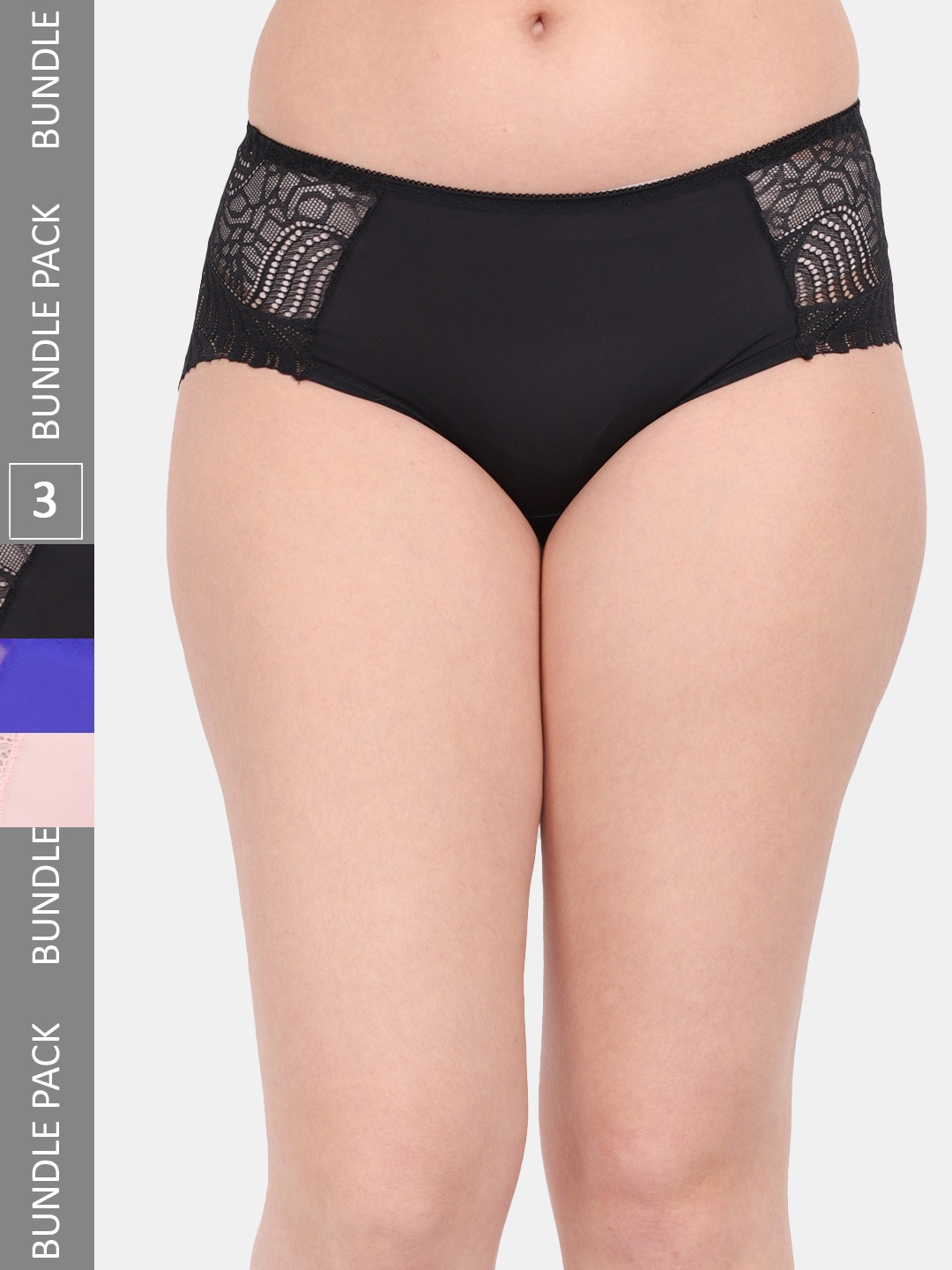 

Amour Secret Women Pack Of 3 Anti-Microbial Hipster Briefs P3327_Blk_Blu_Pch, Black