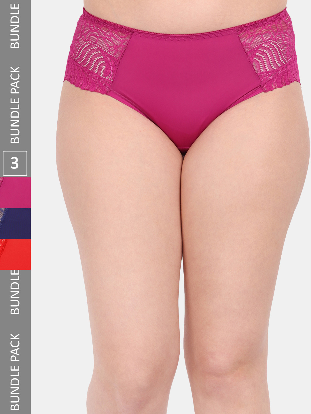 

Amour Secret Women Pack Of 3 Anti-Microbial Hipster Briefs P3327_Mgt_Nblu_Red, Magenta