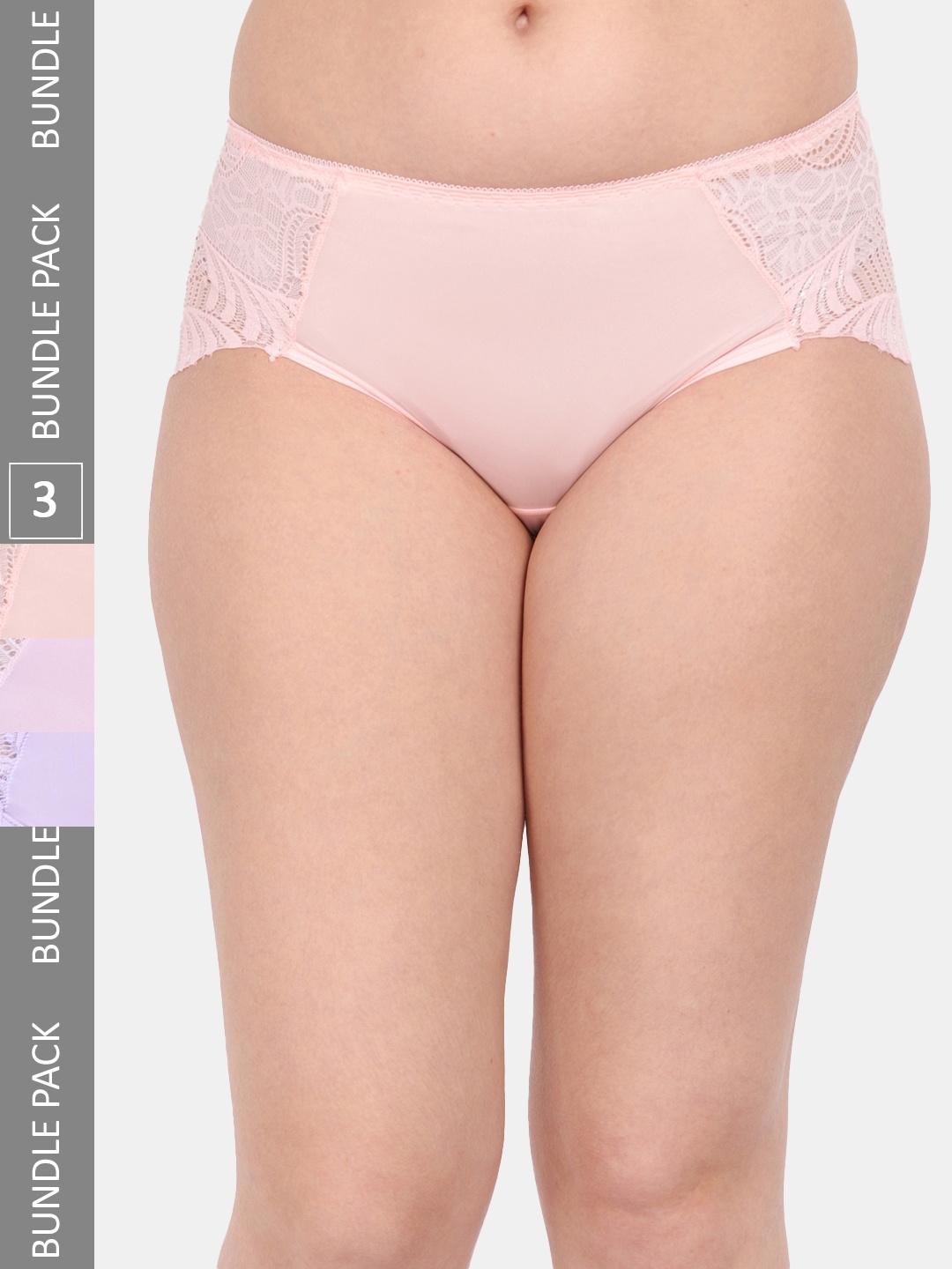 

Amour Secret Women Pack Of 3 Anti-Microbial Lace Hipster Briefs P3327_Pch_Pnk_Prl, Peach