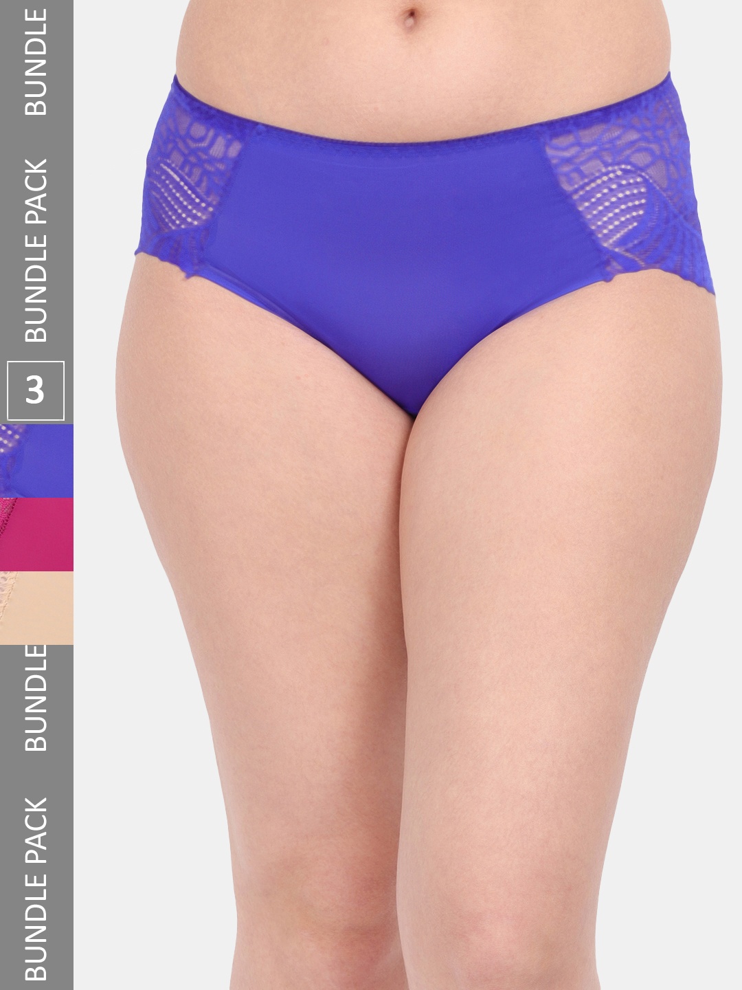

Amour Secret Women Pack Of 3 Anti-Microbial Hipster Briefs P3327_Blu_Mgt_Nud, Blue