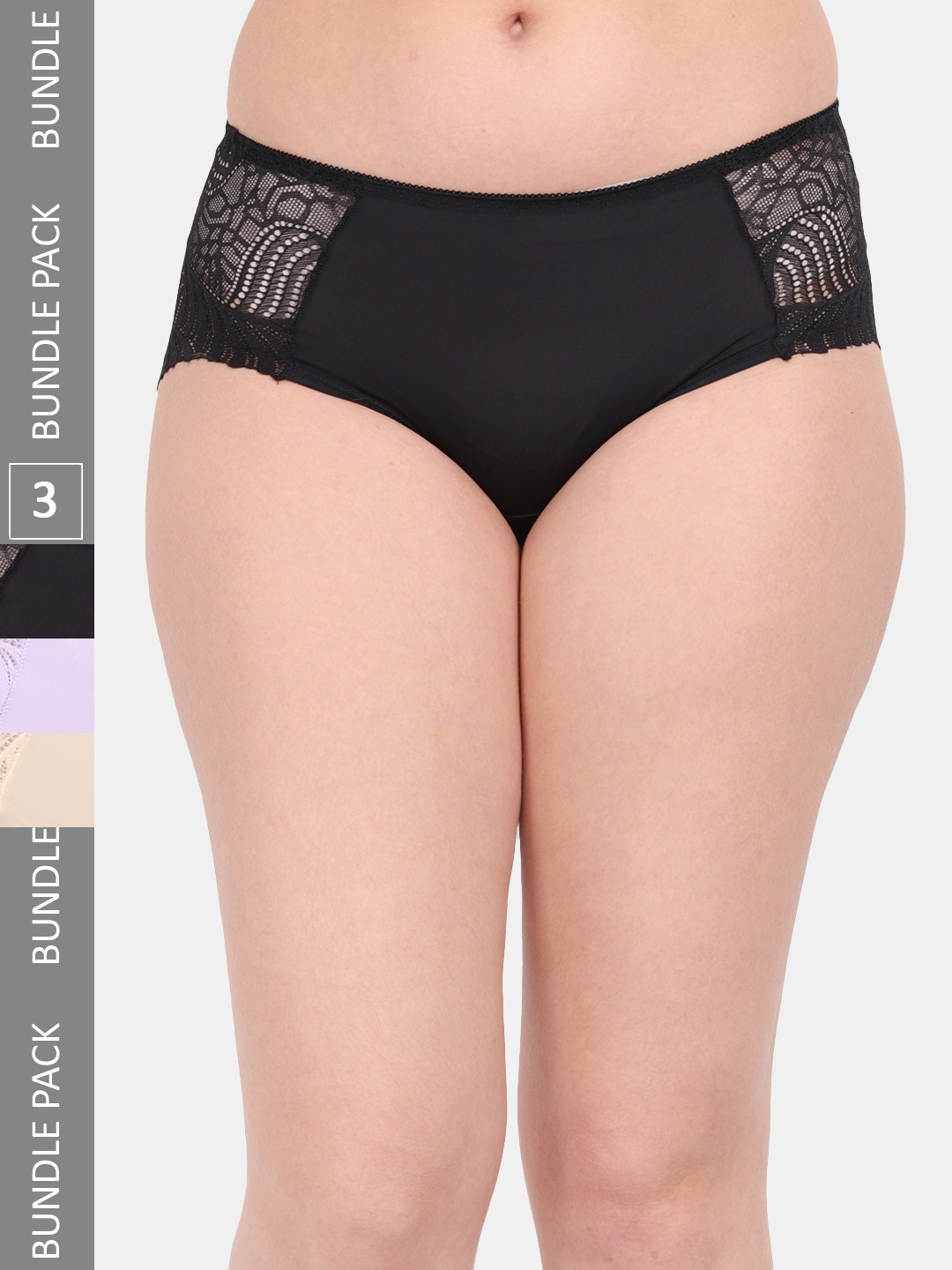 

Amour Secret Women Pack Of 3 Anti-Microbial Hipster Briefs P3327_Blk_Prl_Skn, Black
