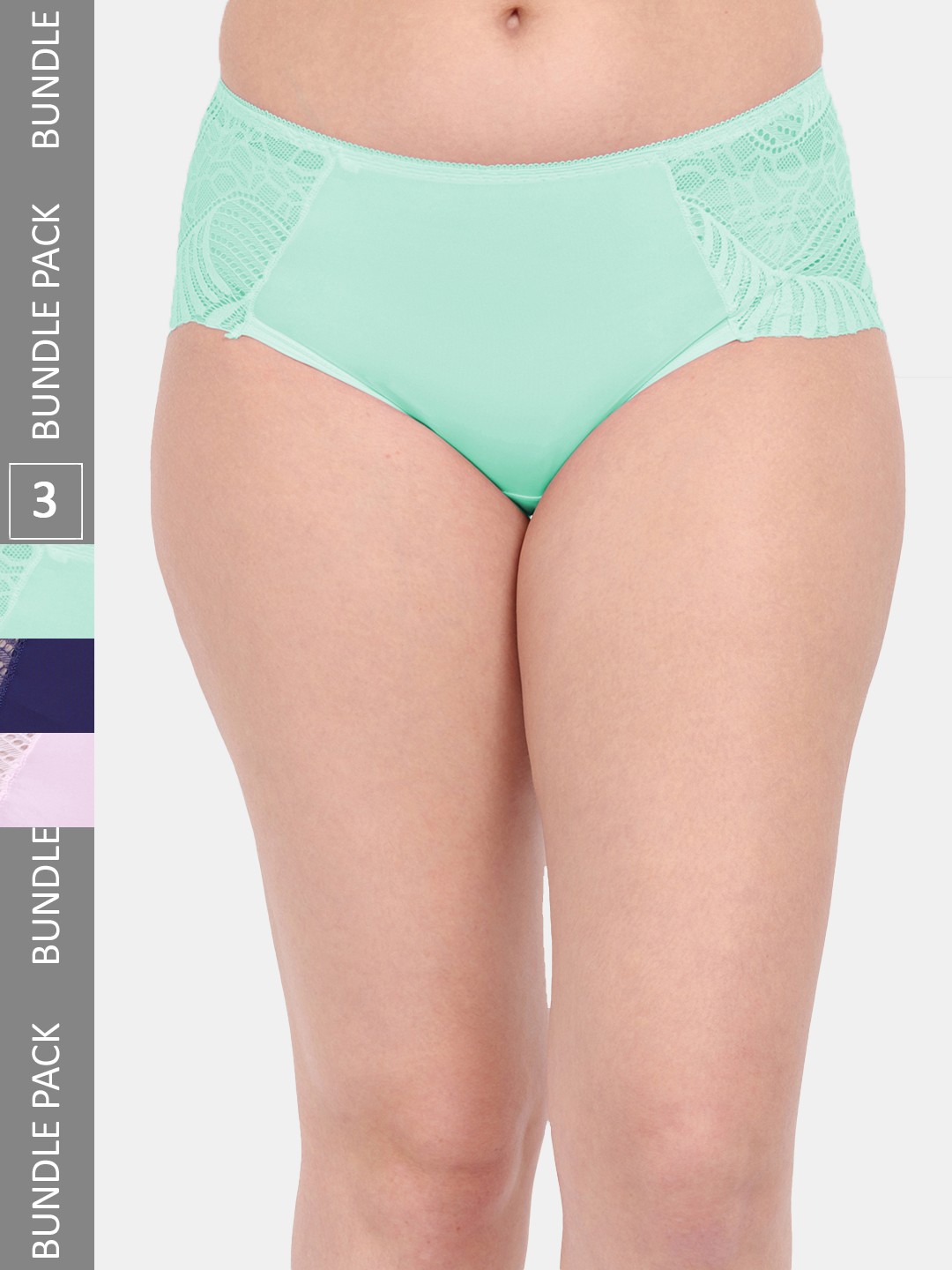 

Amour Secret Women Pack of 3 Anti-Microbial Hipster Briefs P3327_Grn_Nblu_Pnk, Sea green