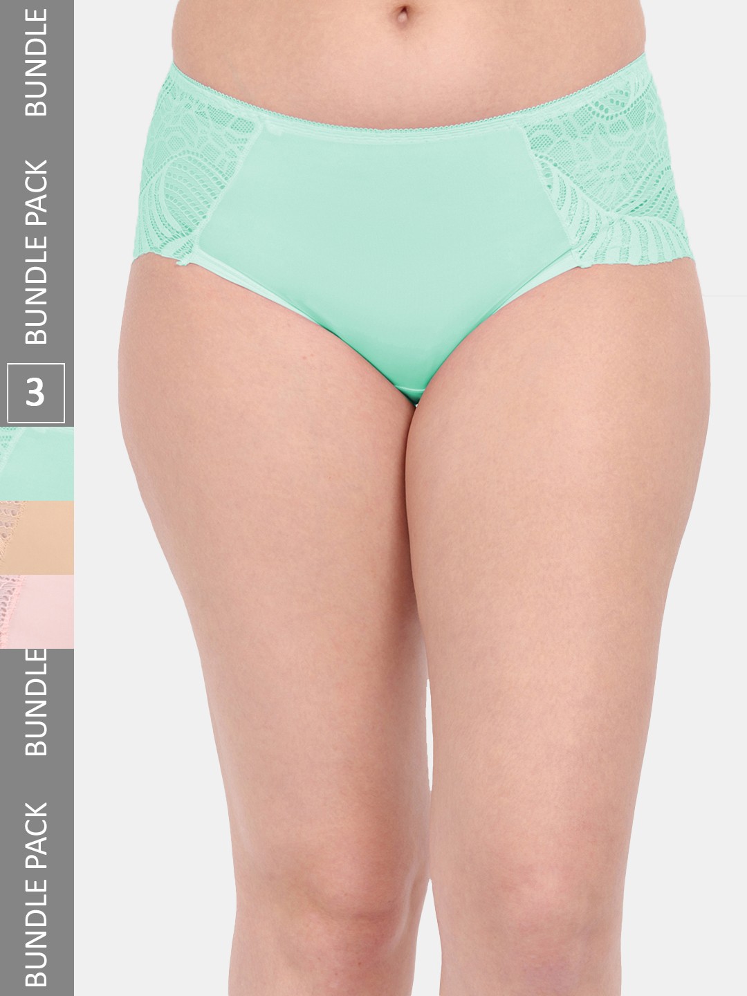 

Amour Secret Women Pack Of 3 Anti-Microbial Hipster Briefs P3327_Grn_Nud_Pch, Sea green