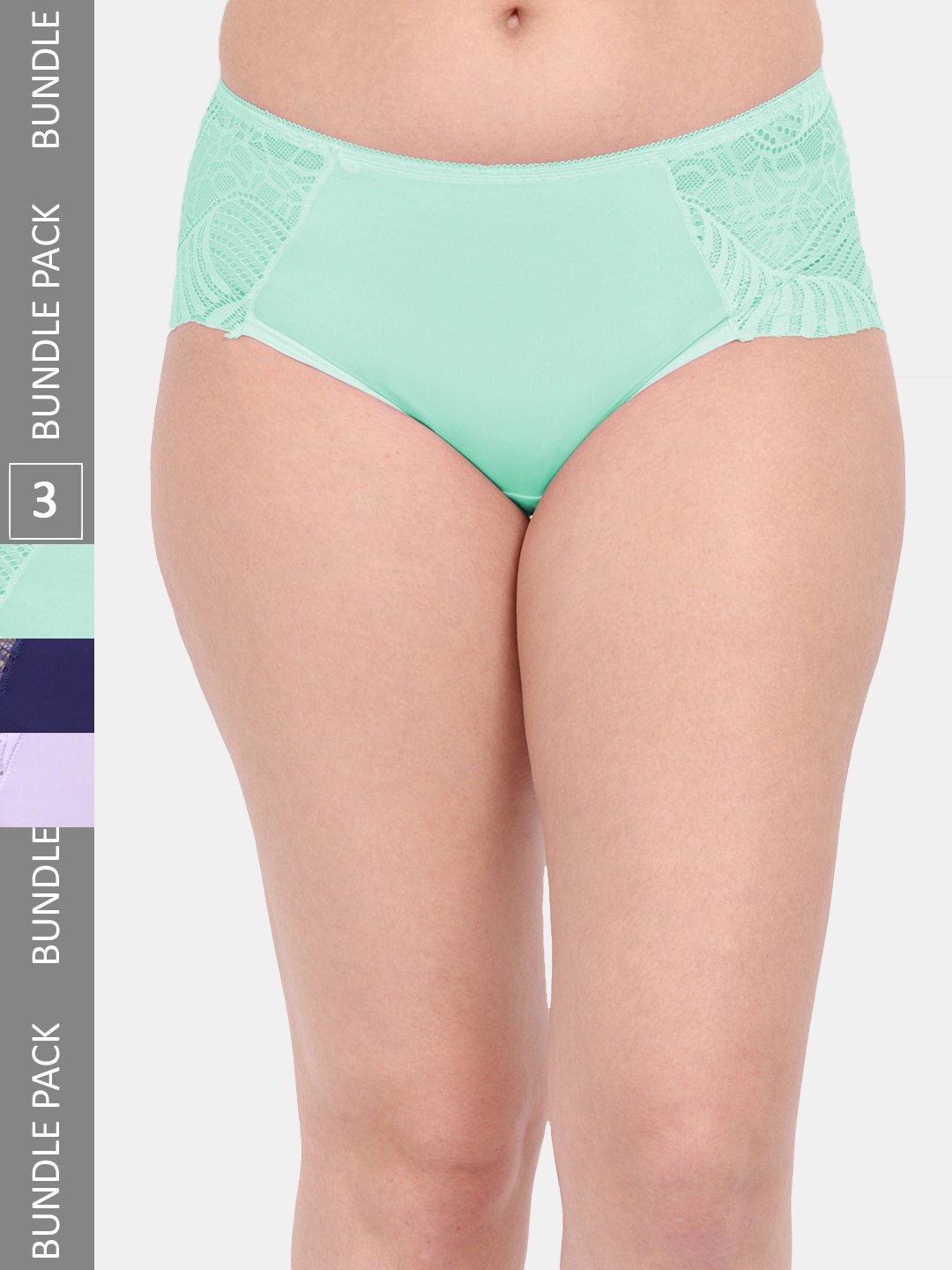 

Amour Secret Women Pack Of 3 Anti-Microbial Hipster Briefs P3327_Grn_Nblu_Prl, Green