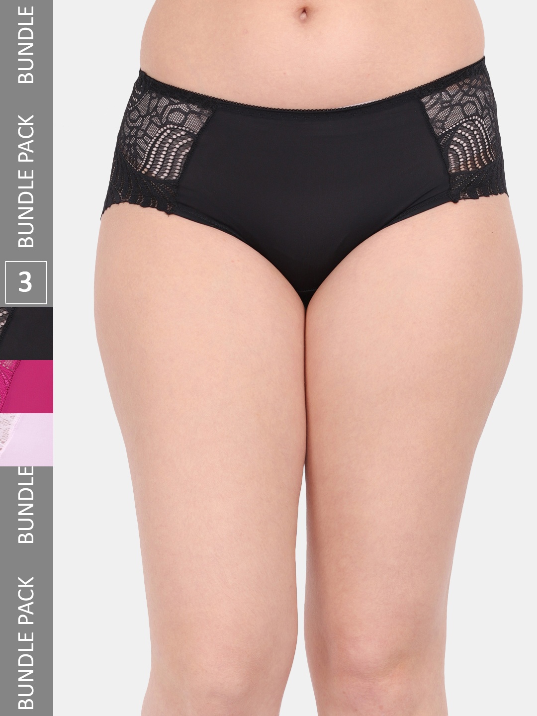 

Amour Secret Women Pack Of 3 Anti-Microbial Hipster Briefs P3327_Blk_Mgt_Pnk, Black