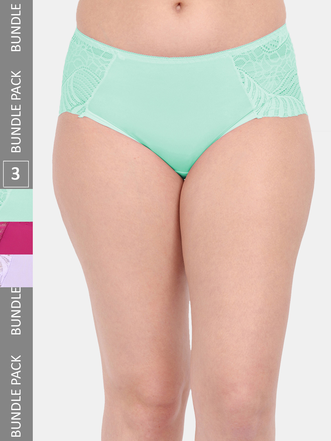 

Amour Secret Women Pack Of 3 Anti-Microbial Lace Hipster Briefs P3327_Grn_Mgt_Prl, Green