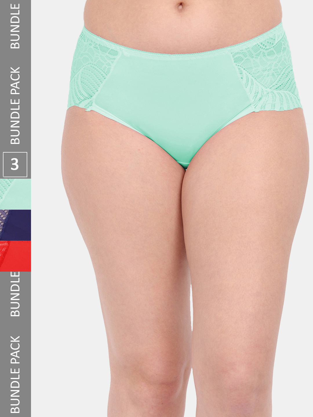 

Amour Secret Women Pack Of 3 Anti-Microbial Hipster Briefs P3327_Grn_Nblu_Red, Sea green