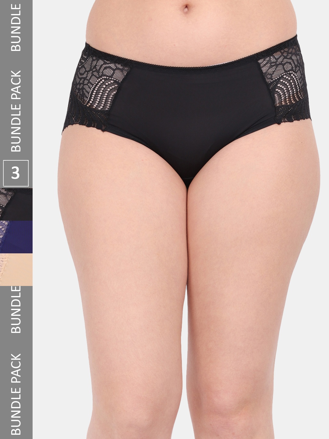 

Amour Secret Women Pack Of 3 Anti-Microbial Hipster Briefs P3327_Blk_Nblu_Nud, Black