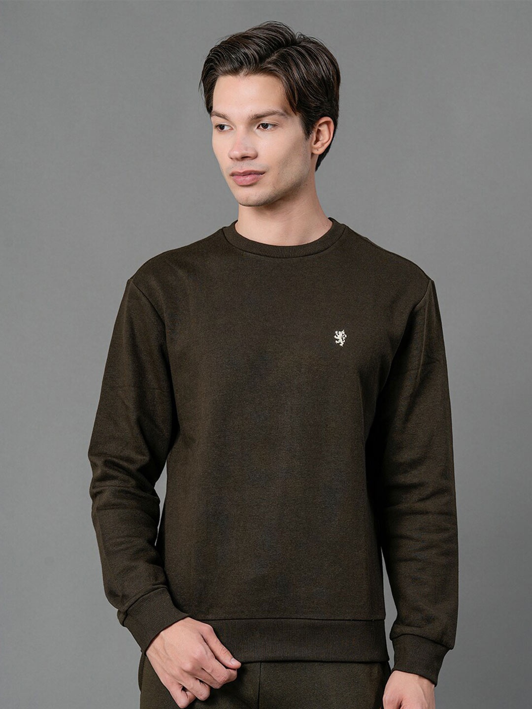 

Red Tape Men Olive Green Solid Sweatshirt