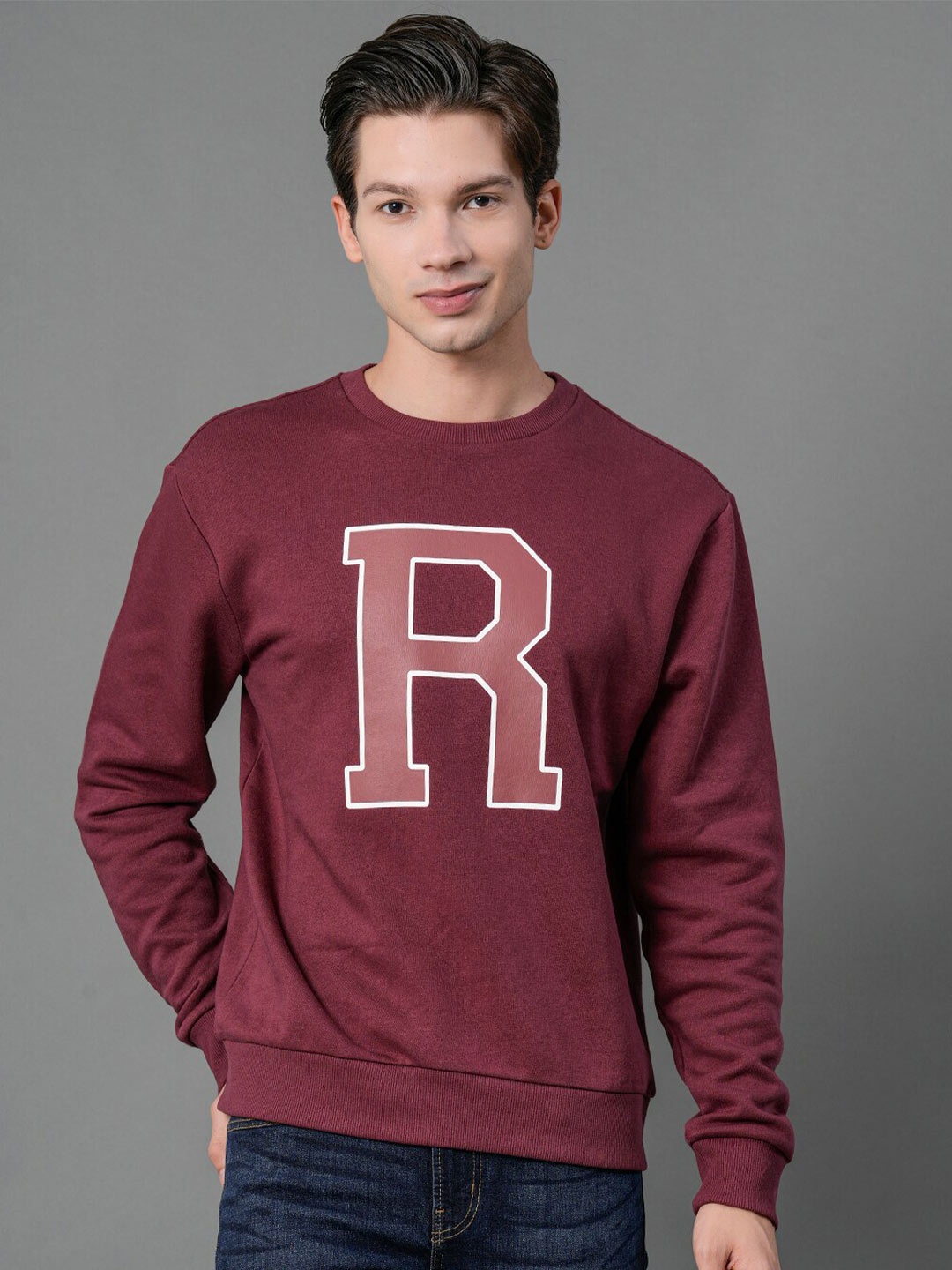 

Red Tape Printed Cotton Sweatshirt, Maroon