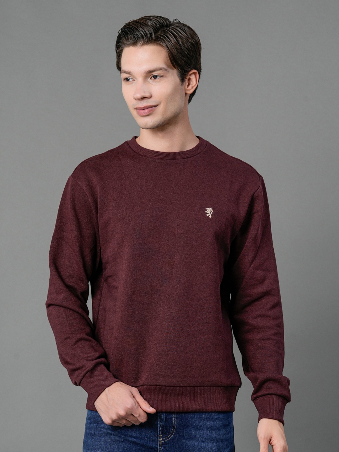 

Red Tape Men Maroon Solid Sweatshirt