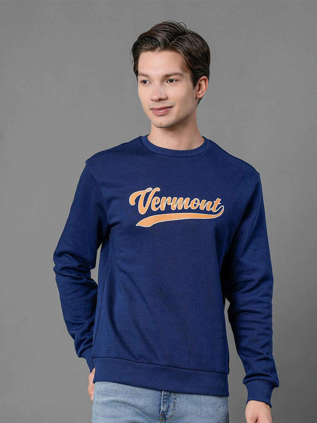 

Red Tape Men Blue Printed Cotton Sweatshirt