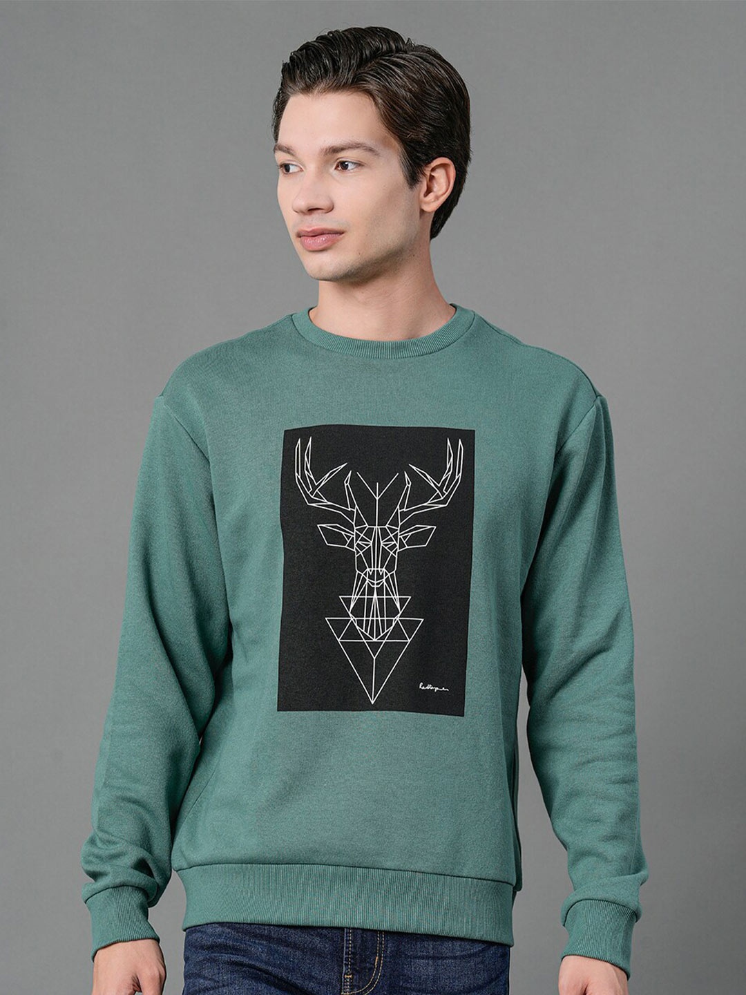 

Red Tape Men Green Printed Sweatshirt