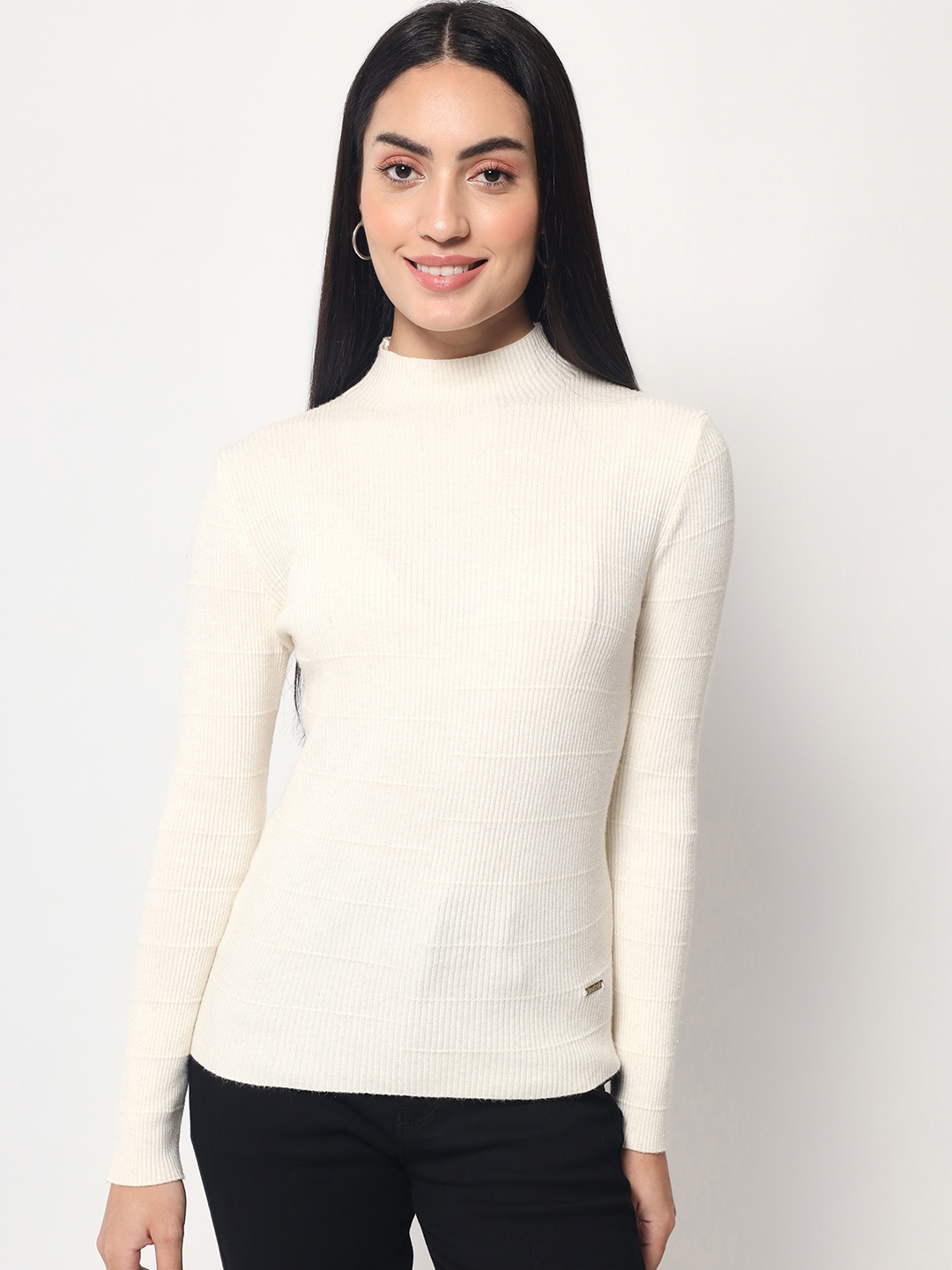 

Beatnik Women Ribbed Pullover, Off white