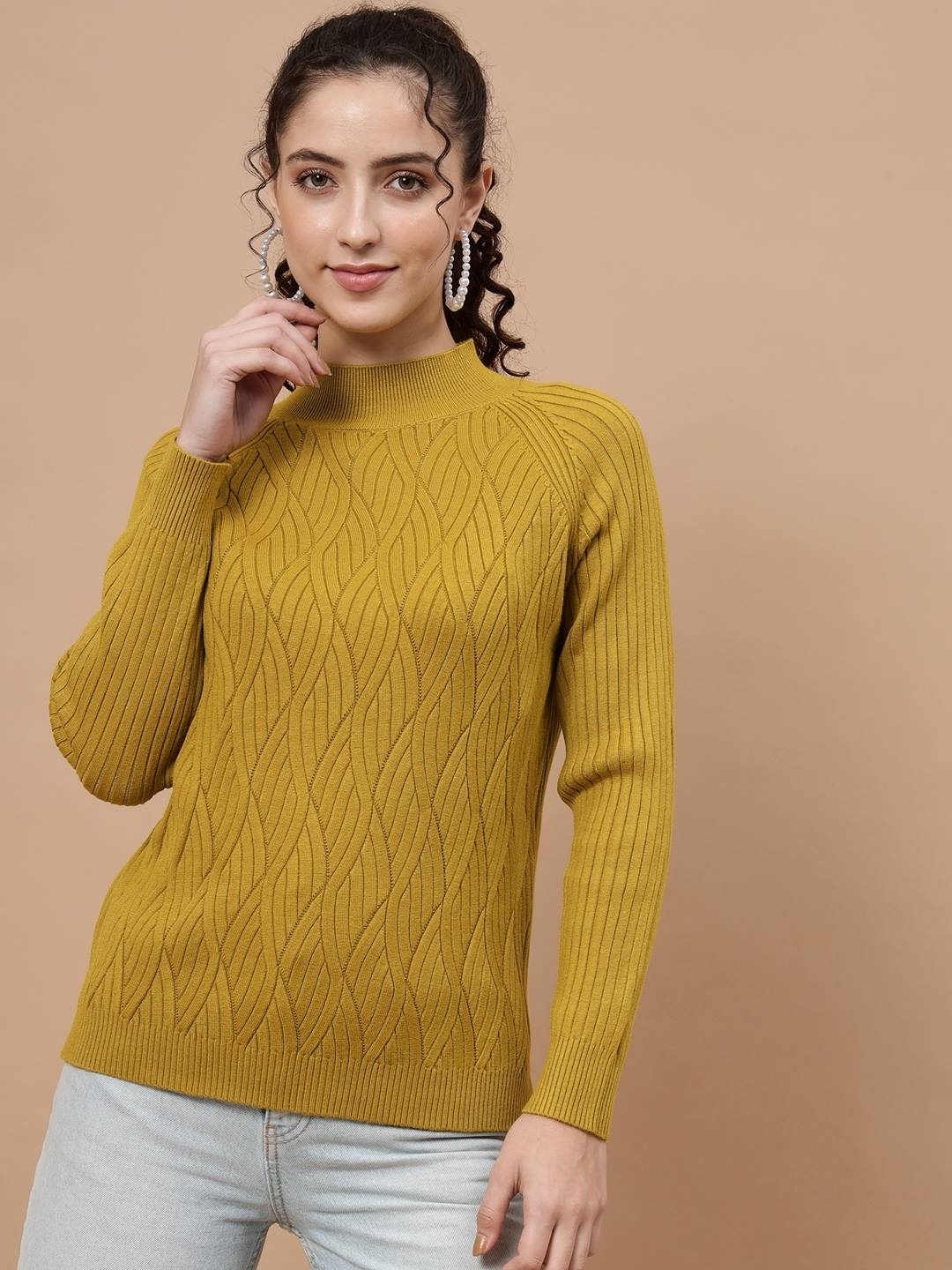

Beatnik Women Cable Knit Pullover, Mustard
