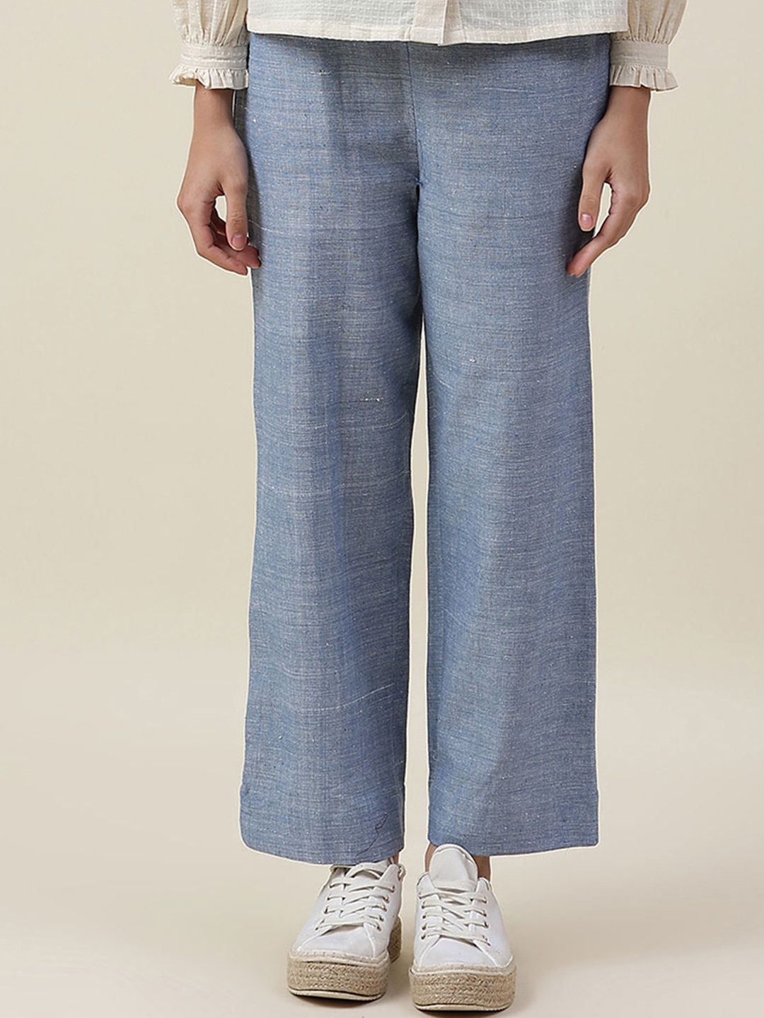 

Fabindia Women Blue Cotton Comfort Trousers