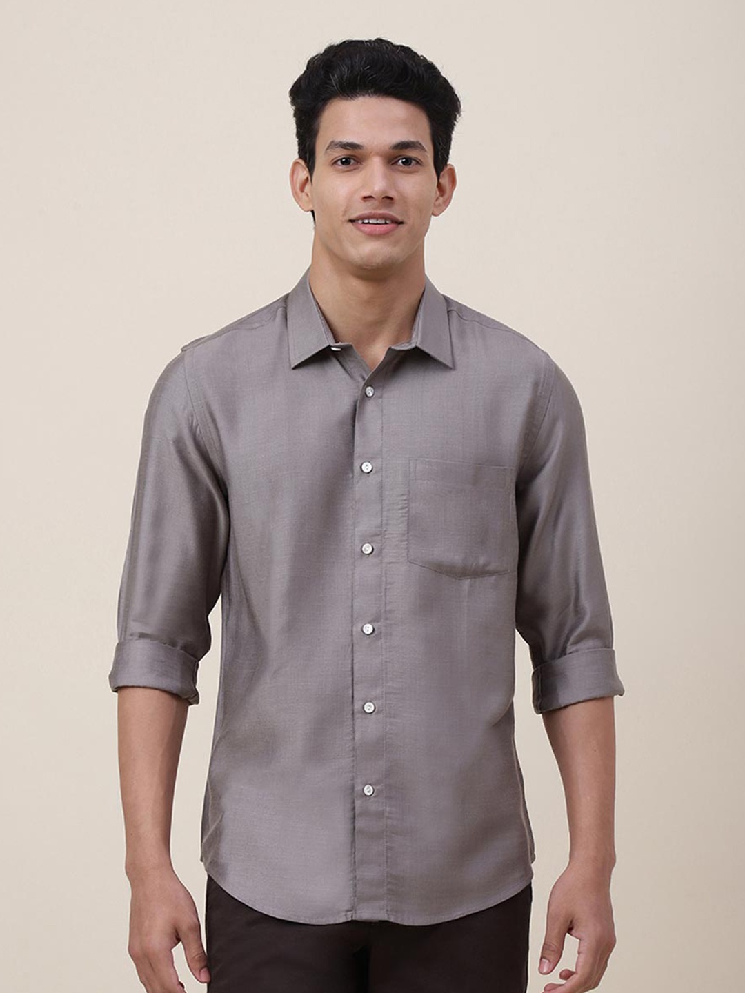 

Fabindia Men Grey Slim Fit Casual Shirt