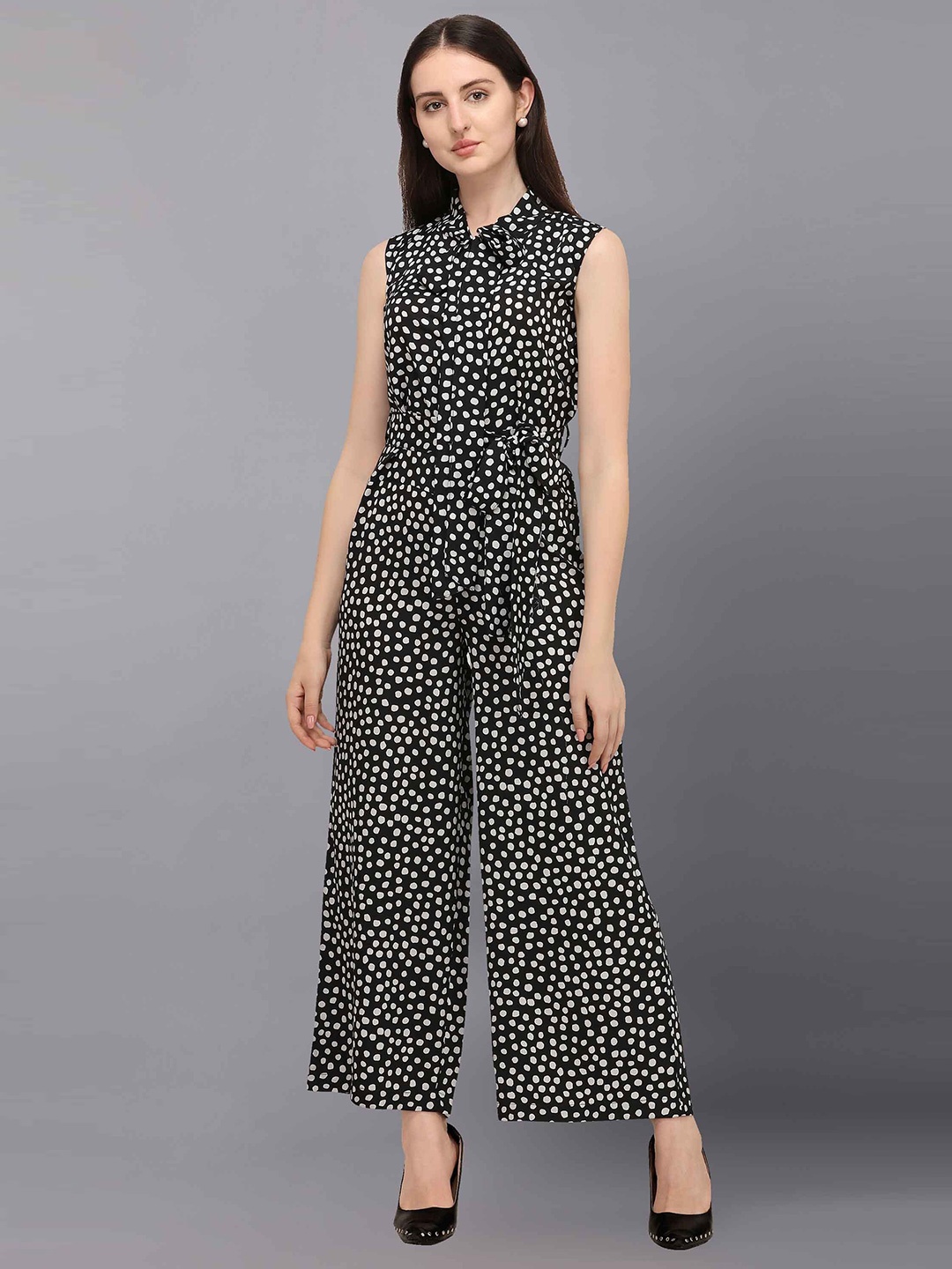 

Fashfun Black & White Printed Basic Jumpsuit