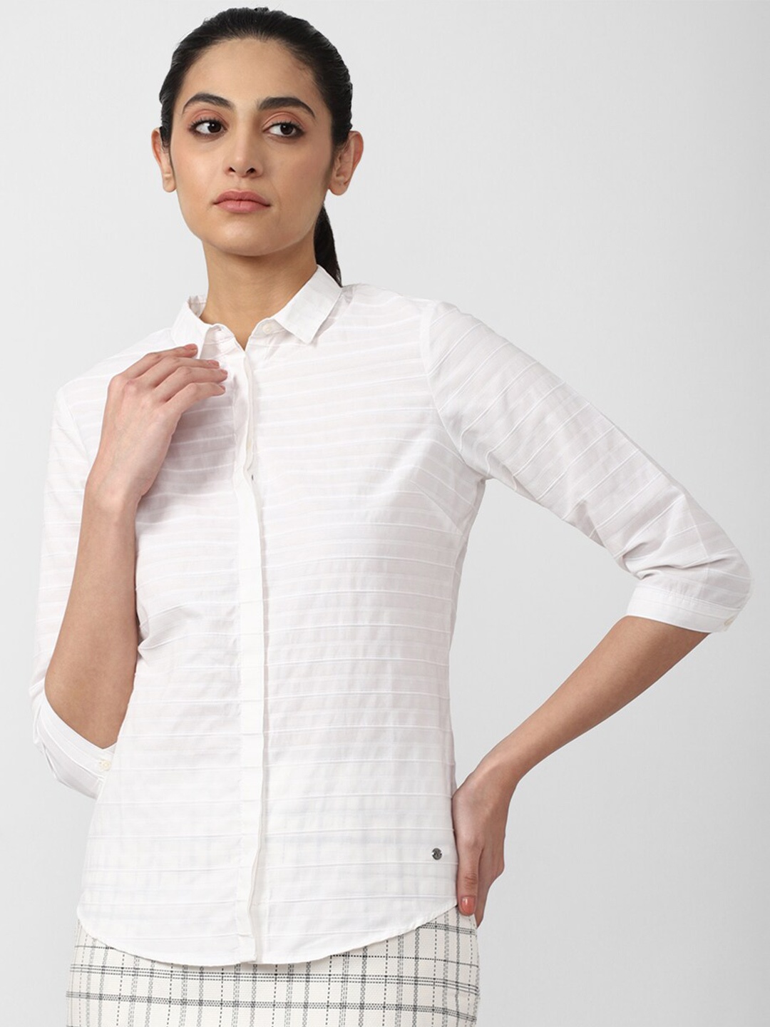 

Van Heusen Woman Women Horizontal Stripes Formal Shirt, White