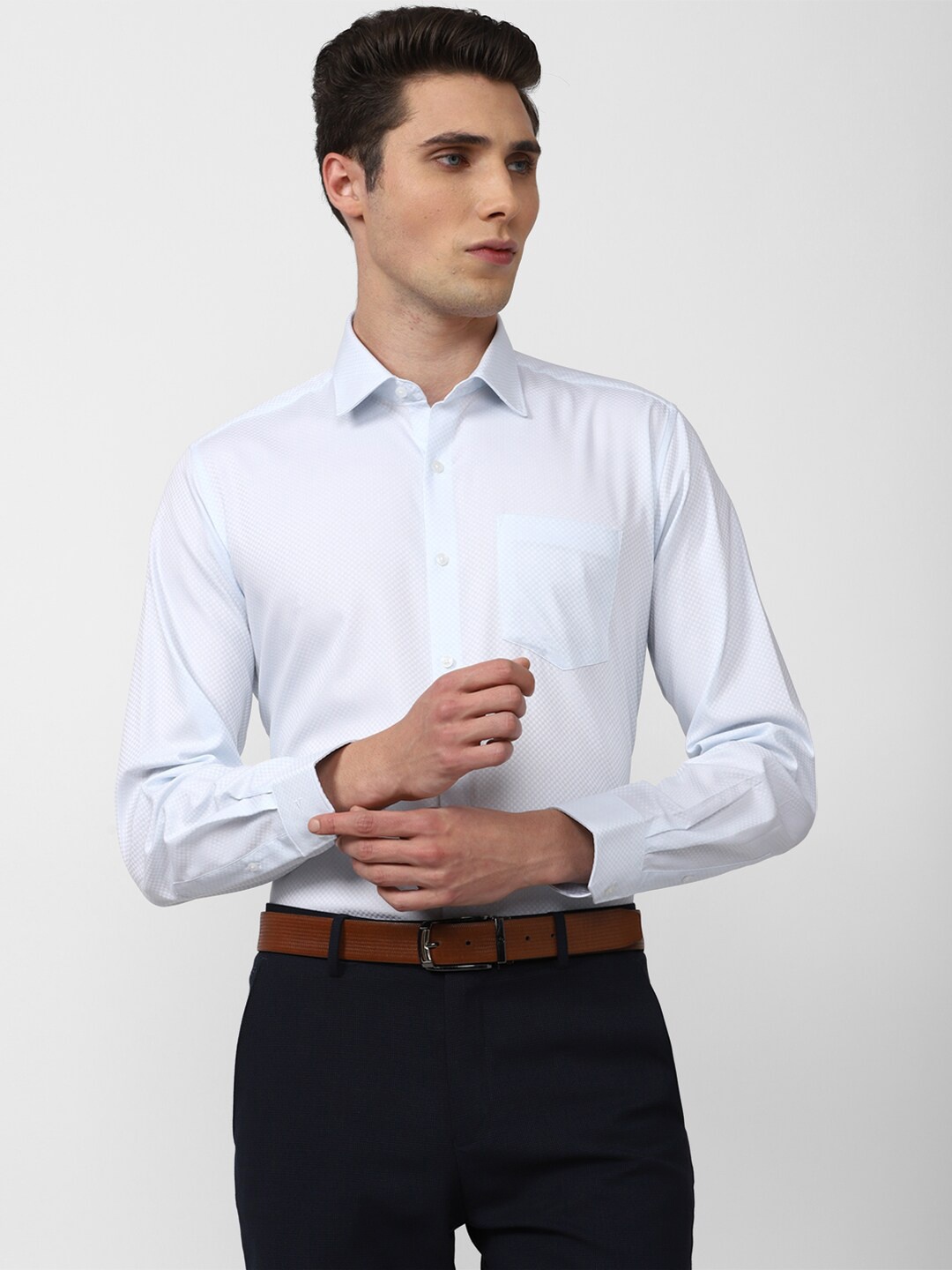 

Van Heusen Men Slim Fit Formal Cotton Shirt, Blue