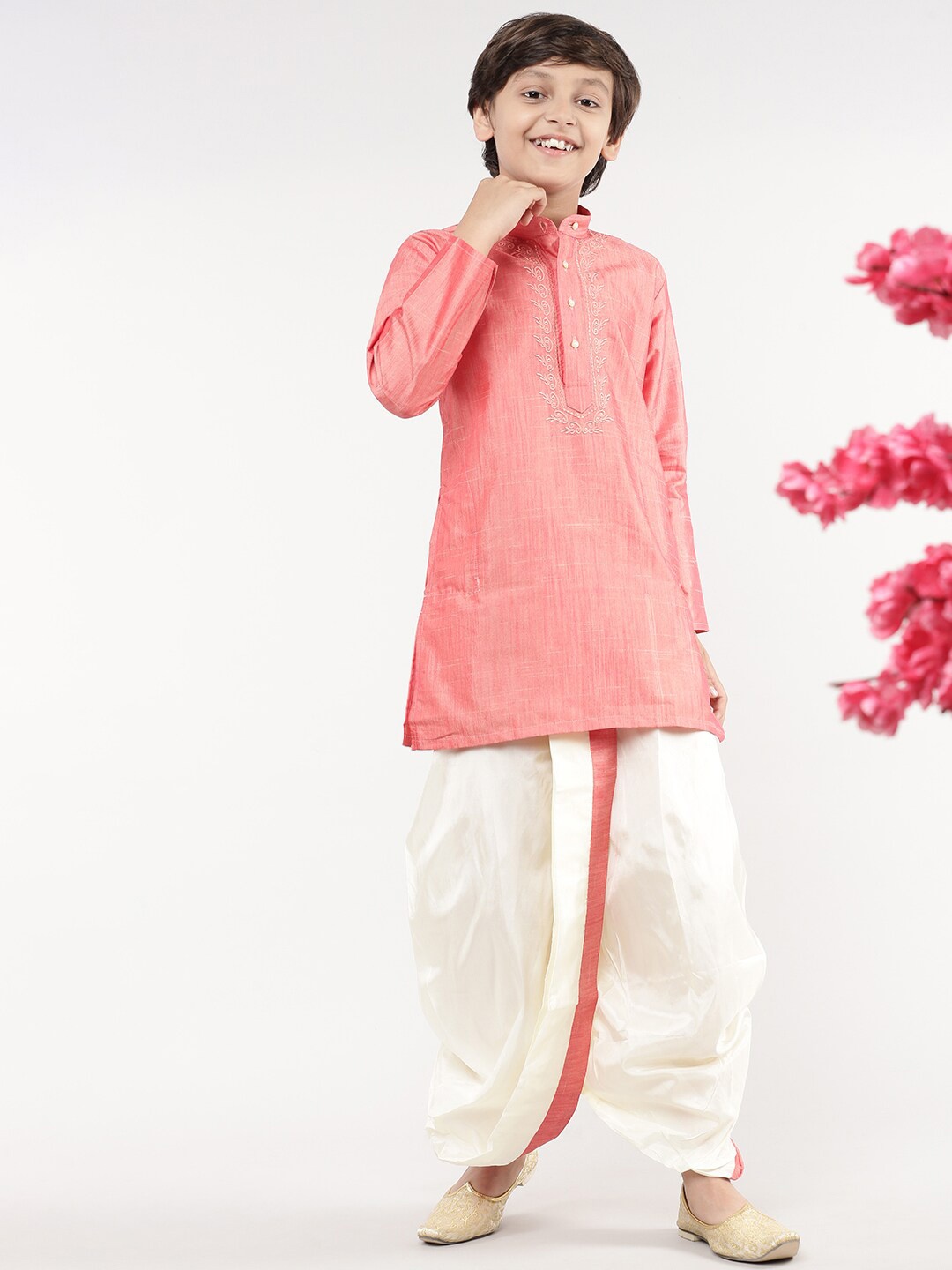 

Ramraj Boys Coral & Cream-Coloured Kurta & Dhoti Pants