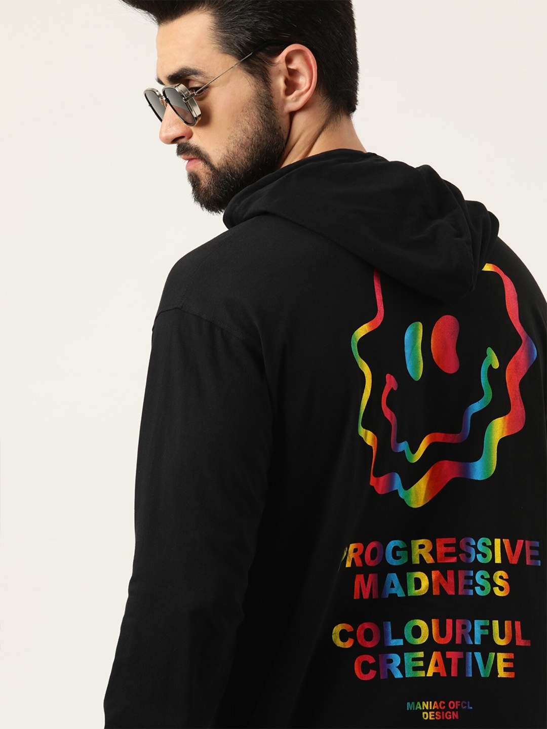 

Maniac Men Black Varsity Printed Applique Pure Cotton T-shirt