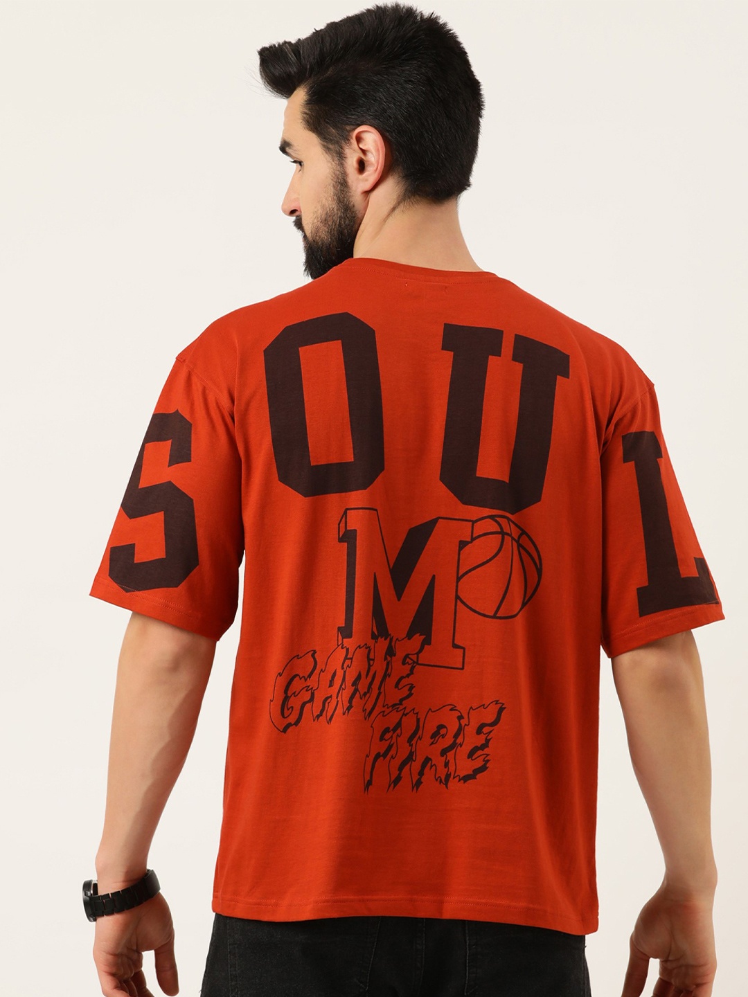 

Maniac Men Rust Applique Boxy Pure Cotton T-shirt