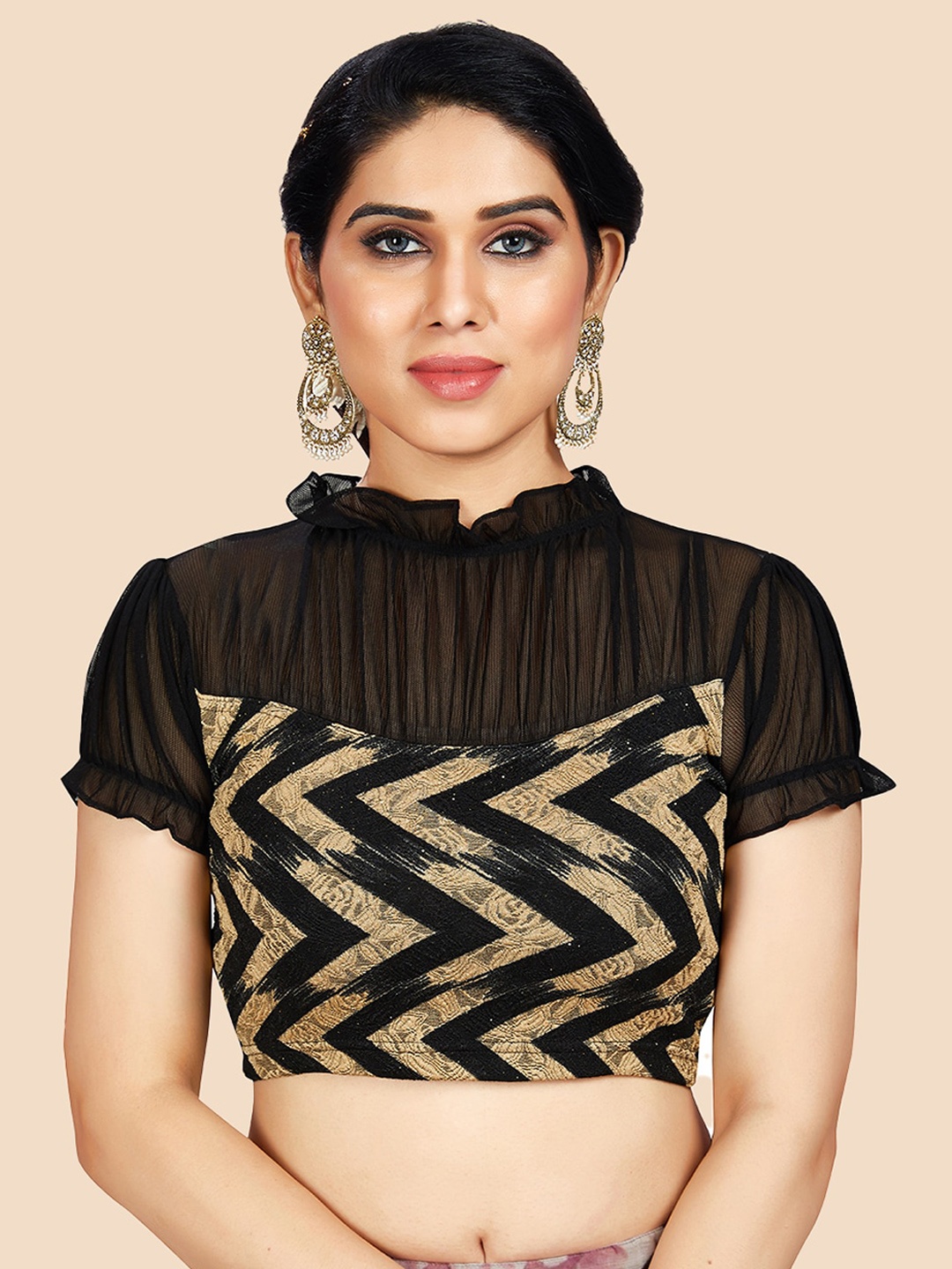 

neckbook Black Printed Saree Blouse