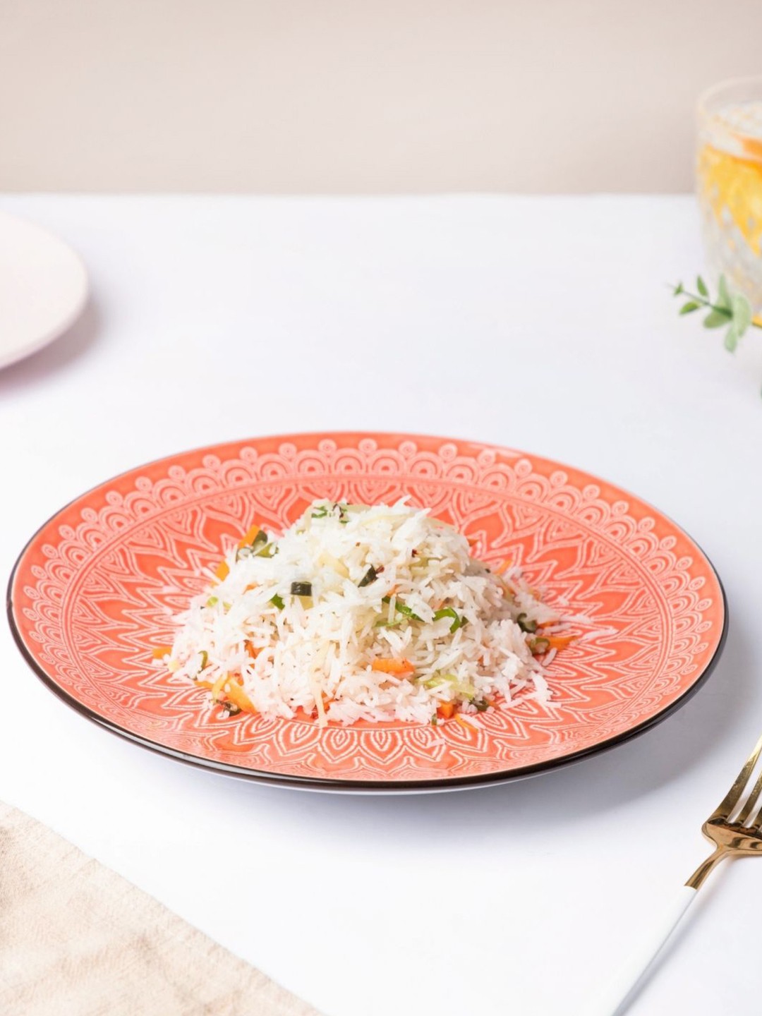

Nestasia Orange & White Printed Microwave Safe Ceramic Glossy Plate