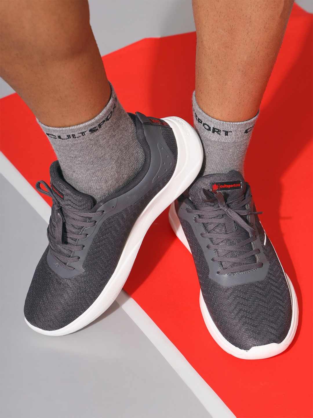 

CULT Men Grey Mesh Running Shoes