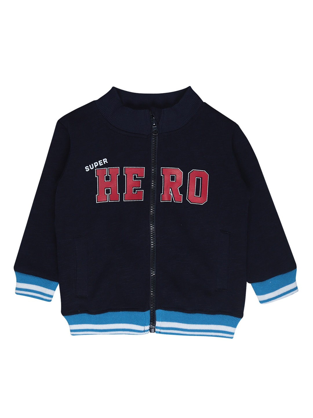 

Bodycare Boys Navy Blue Cotton Typography Bomber Jacket