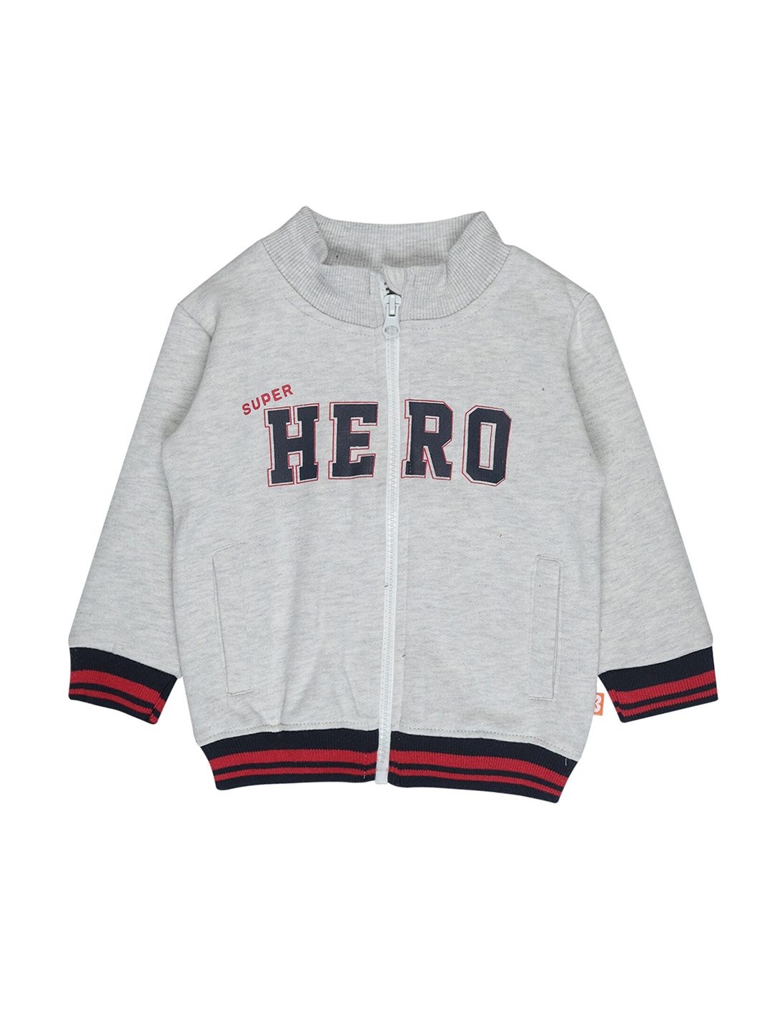 

Bodycare Boys Grey Typography Cotton Bomber with Patchwork Jacket