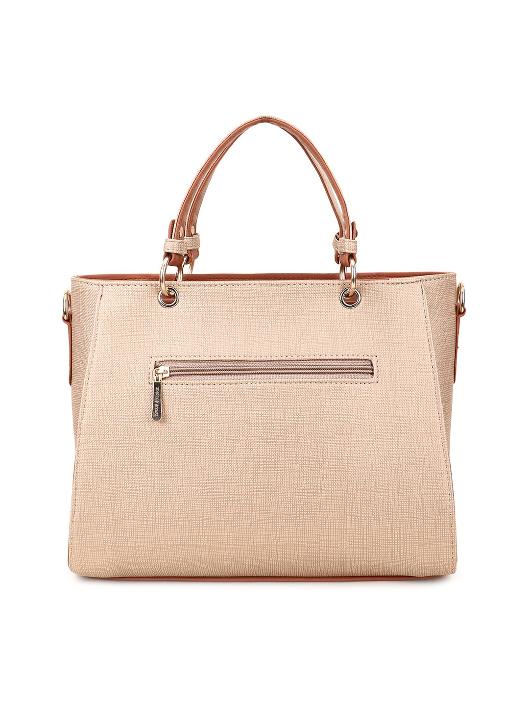 

SHINING STAR Cream-Coloured & Beige Textured PU Structured Handheld Bag