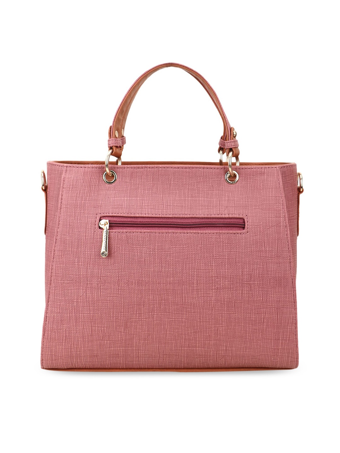 

SHINING STAR Peach-Coloured PU Oversized Structured Handheld Bag
