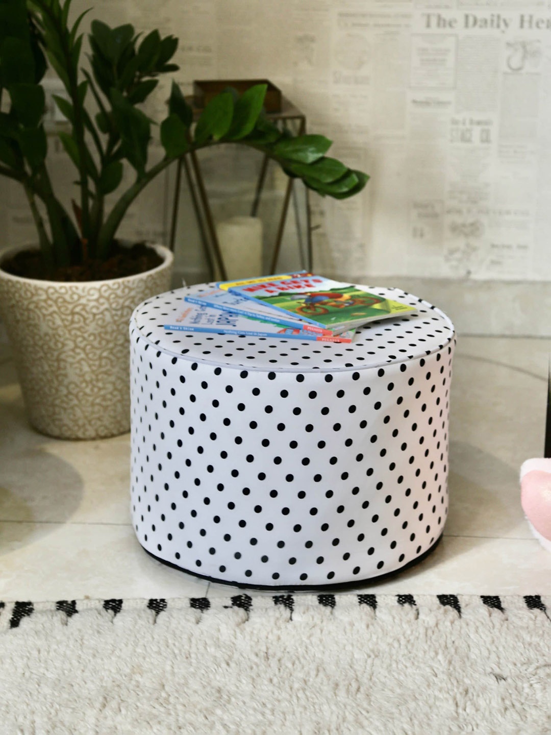 

My Gift Booth Kids White Cotton Printed Ottomans