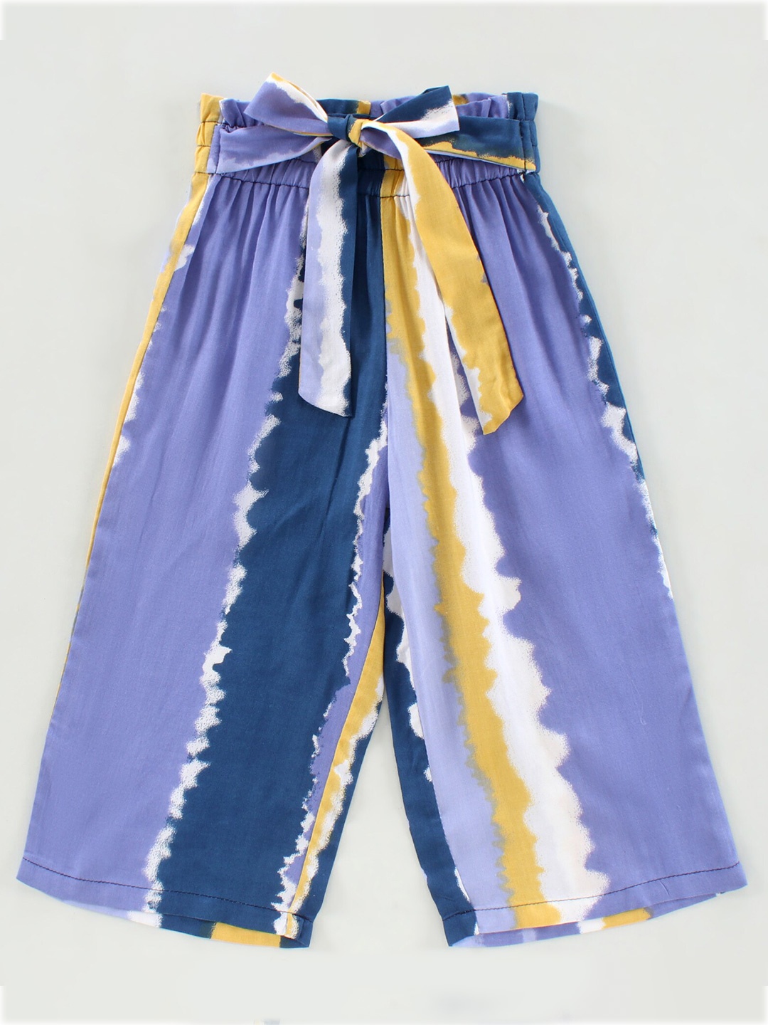 

CrayonFlakes Girls Blue & Purple Printed Cotton Palazzos