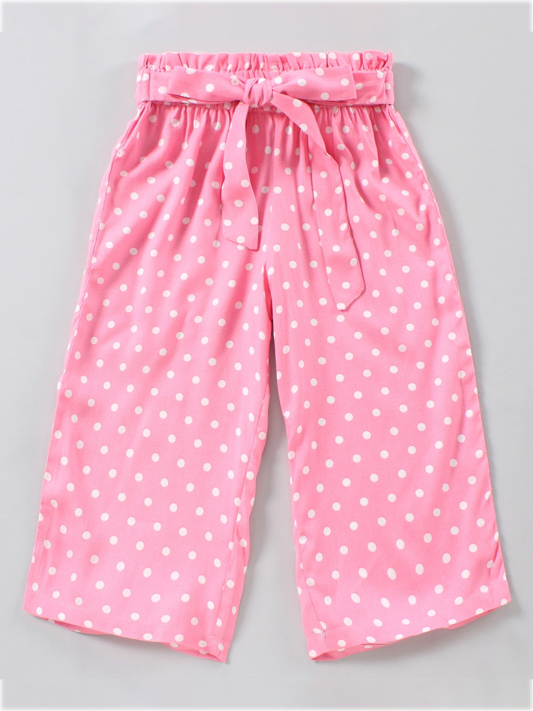 

CrayonFlakes Girls Pink & White Printed Cotton Palazzos