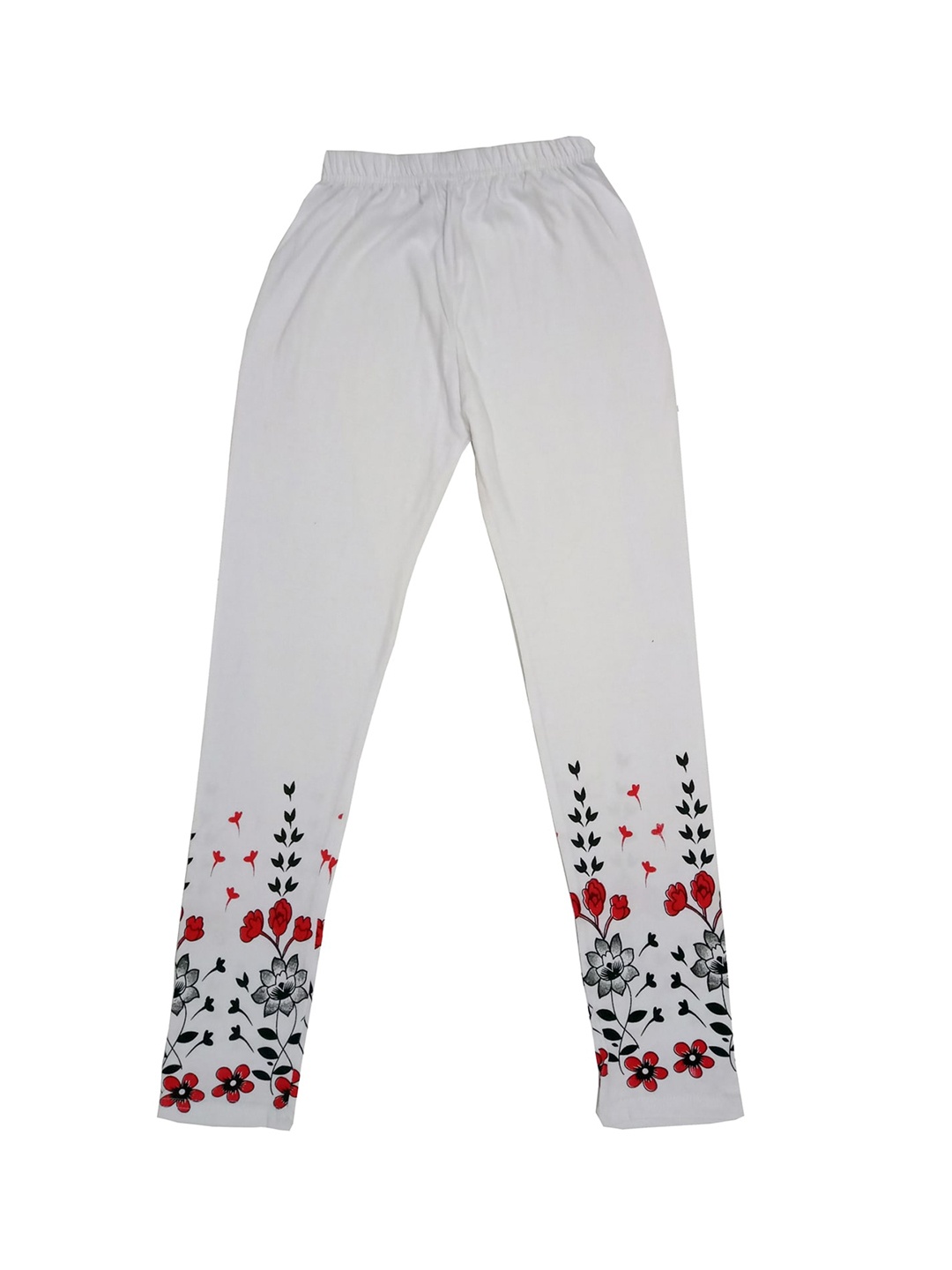 

IndiWeaves Girls White Printed Cotton Ankle-Length Leggings