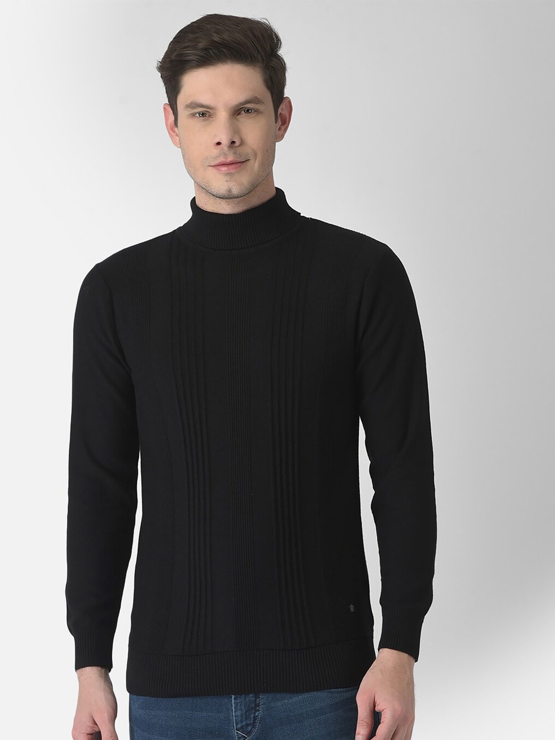 

Turtle Men Black Cotton Striped Pullover