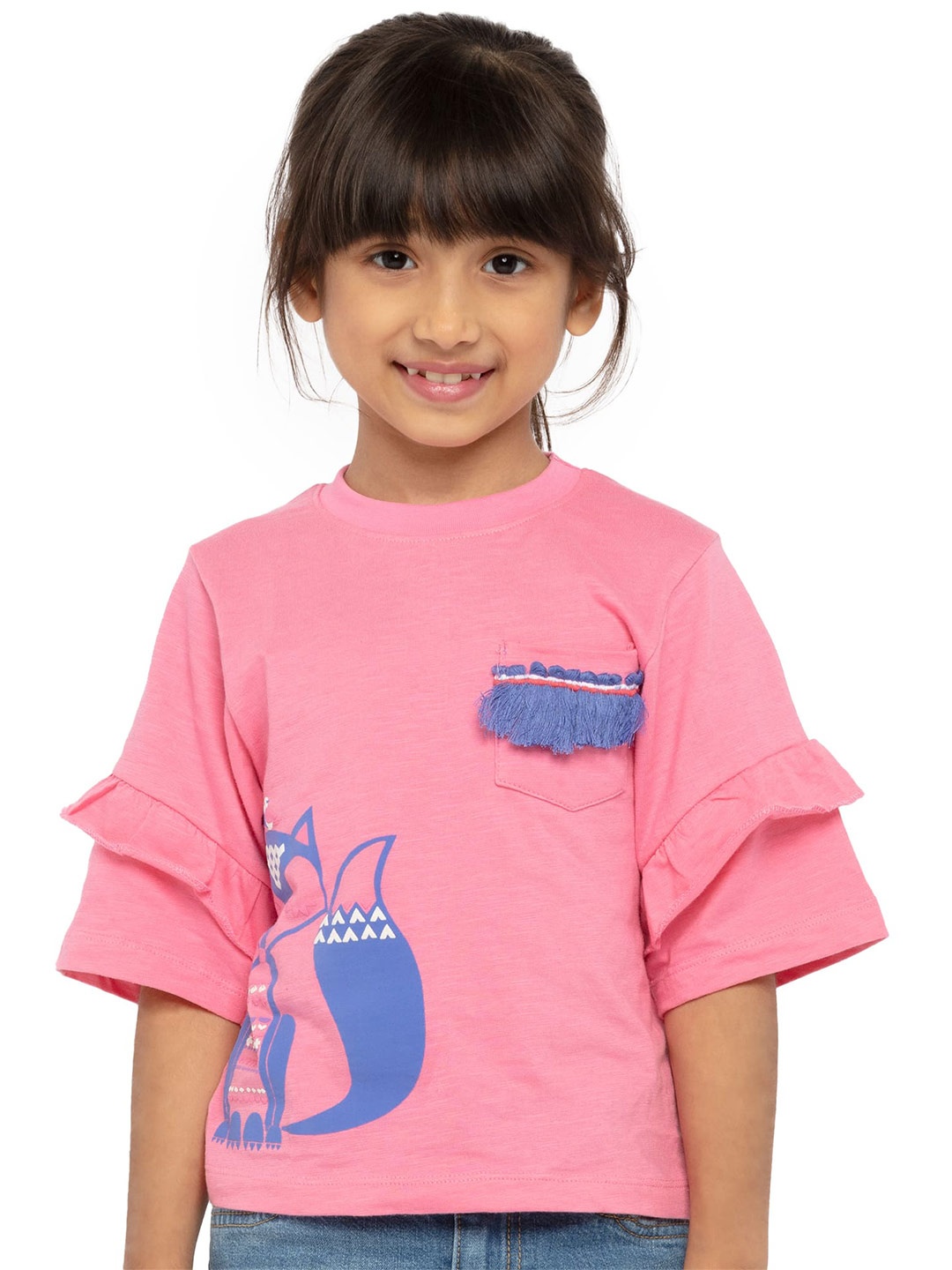 

UNDER FOURTEEN ONLY Girls Pink Printed T-shirt