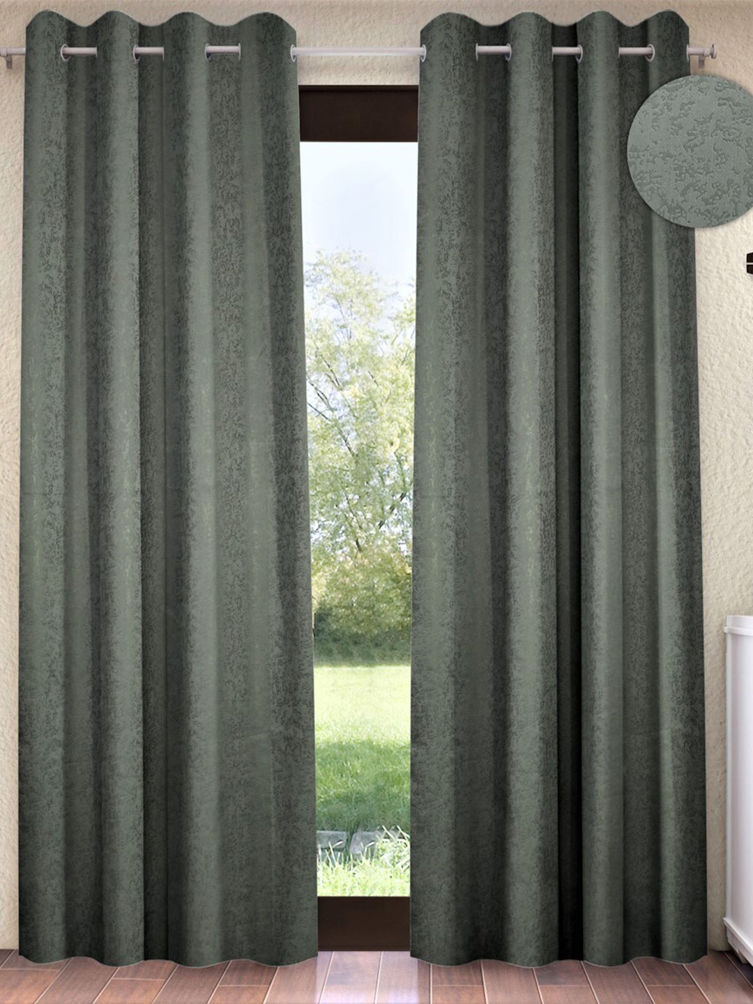 

Home Sizzler Grey Set of 2 Black Out Window Curtains