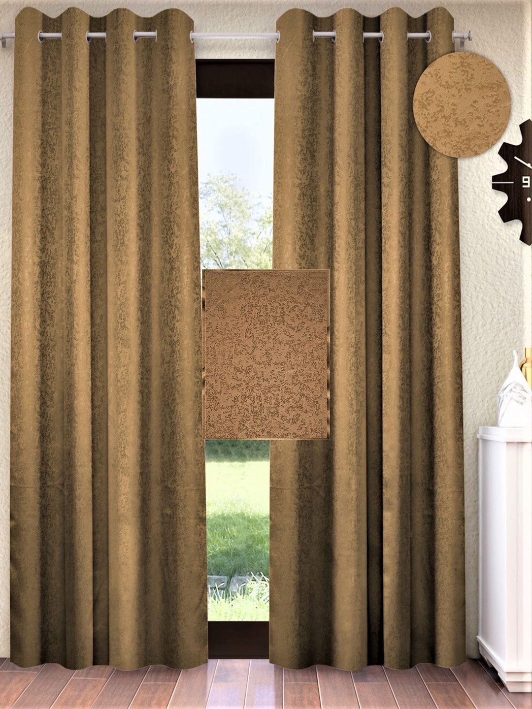 

Home Sizzler Beige Set of 2 Black Out Long Door Curtains