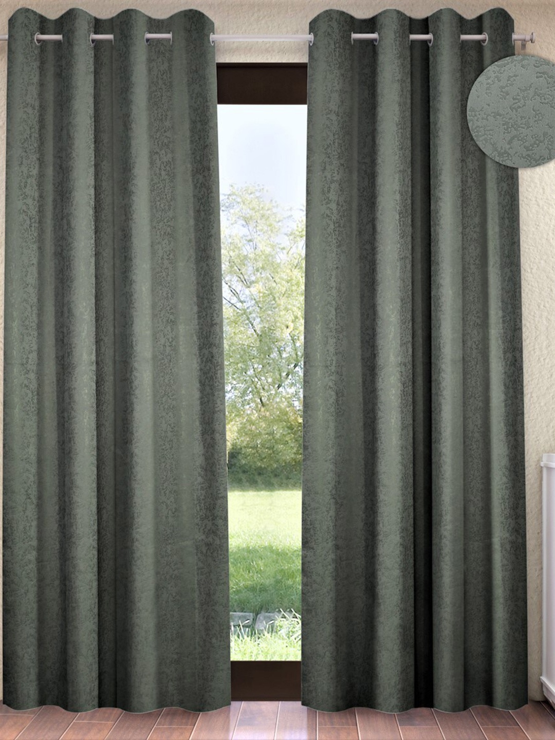 

Home Sizzler Grey Set of 2 Black Out Long Door Curtains