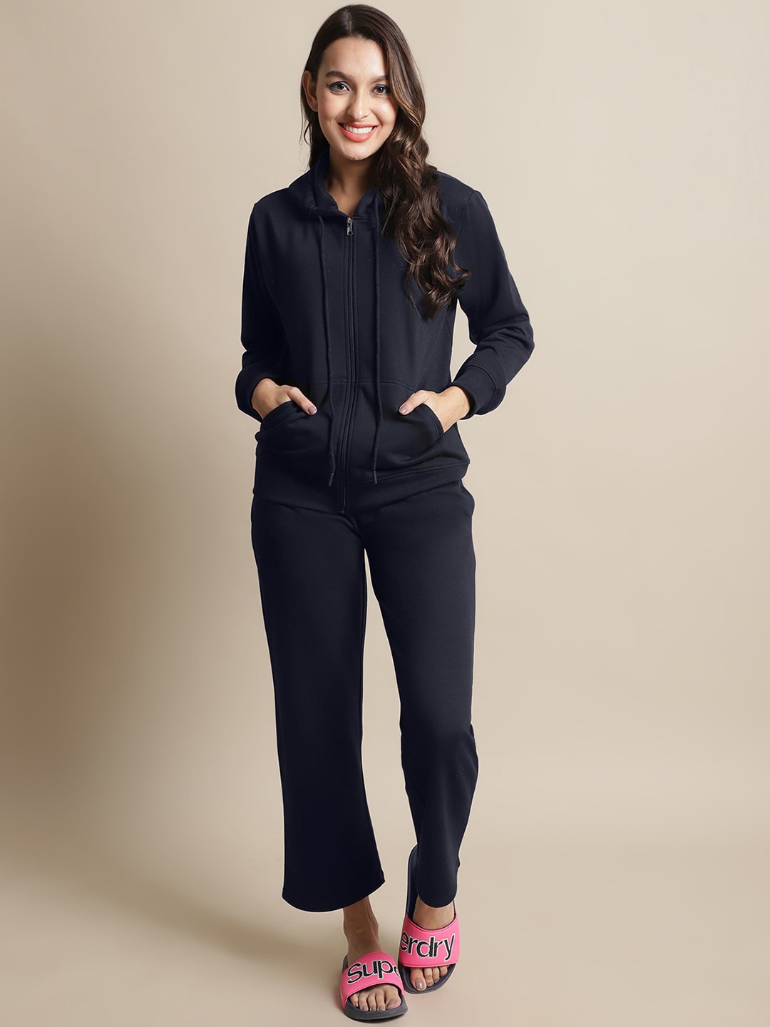 

Secret Wish Women Navy Blue Fleece Night Suit