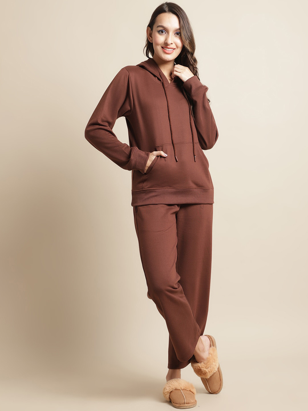 

Secret Wish Women Brown Fleece Night Suit