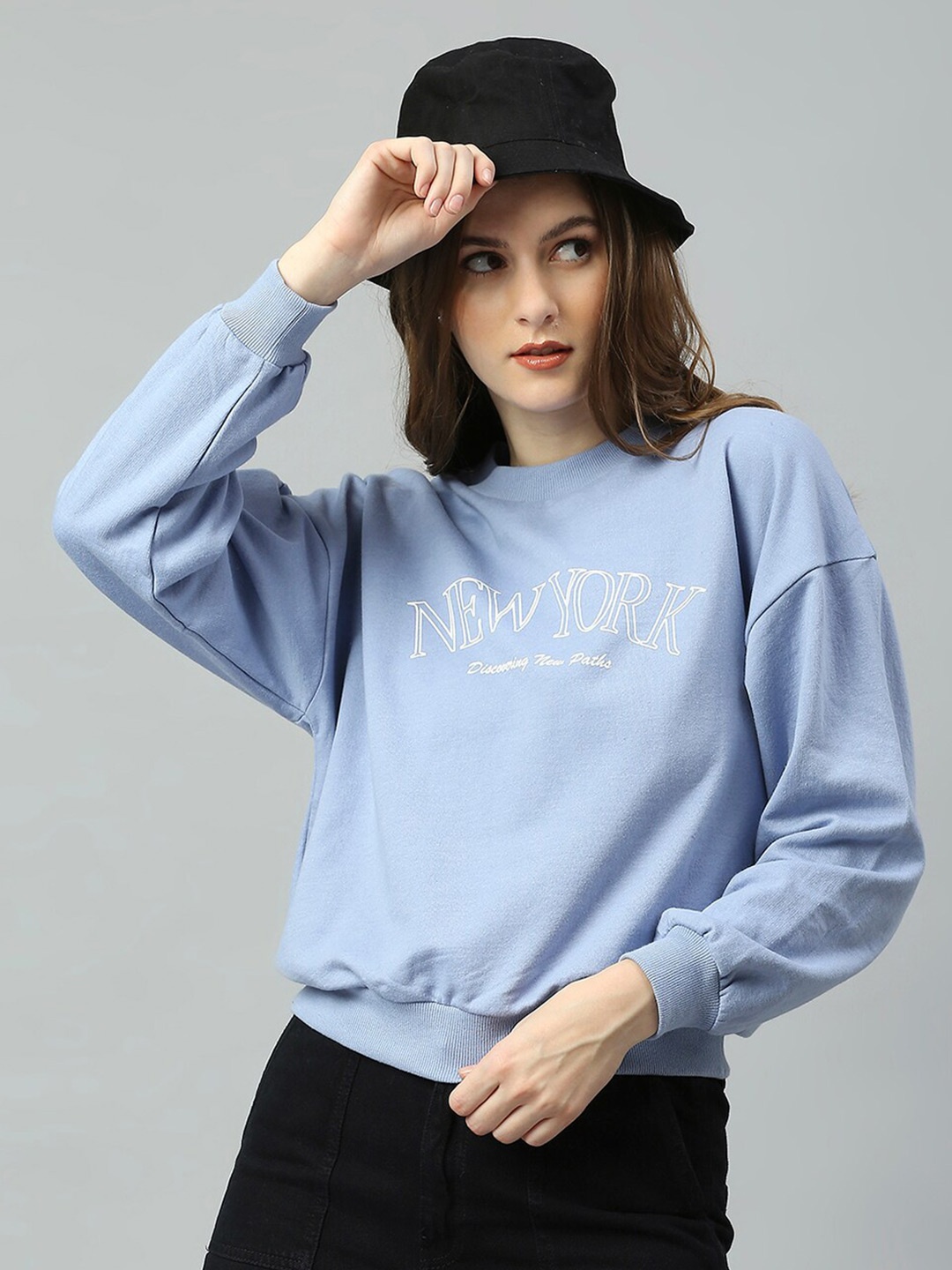 

High Star Women Blue Printed Sweatshirt